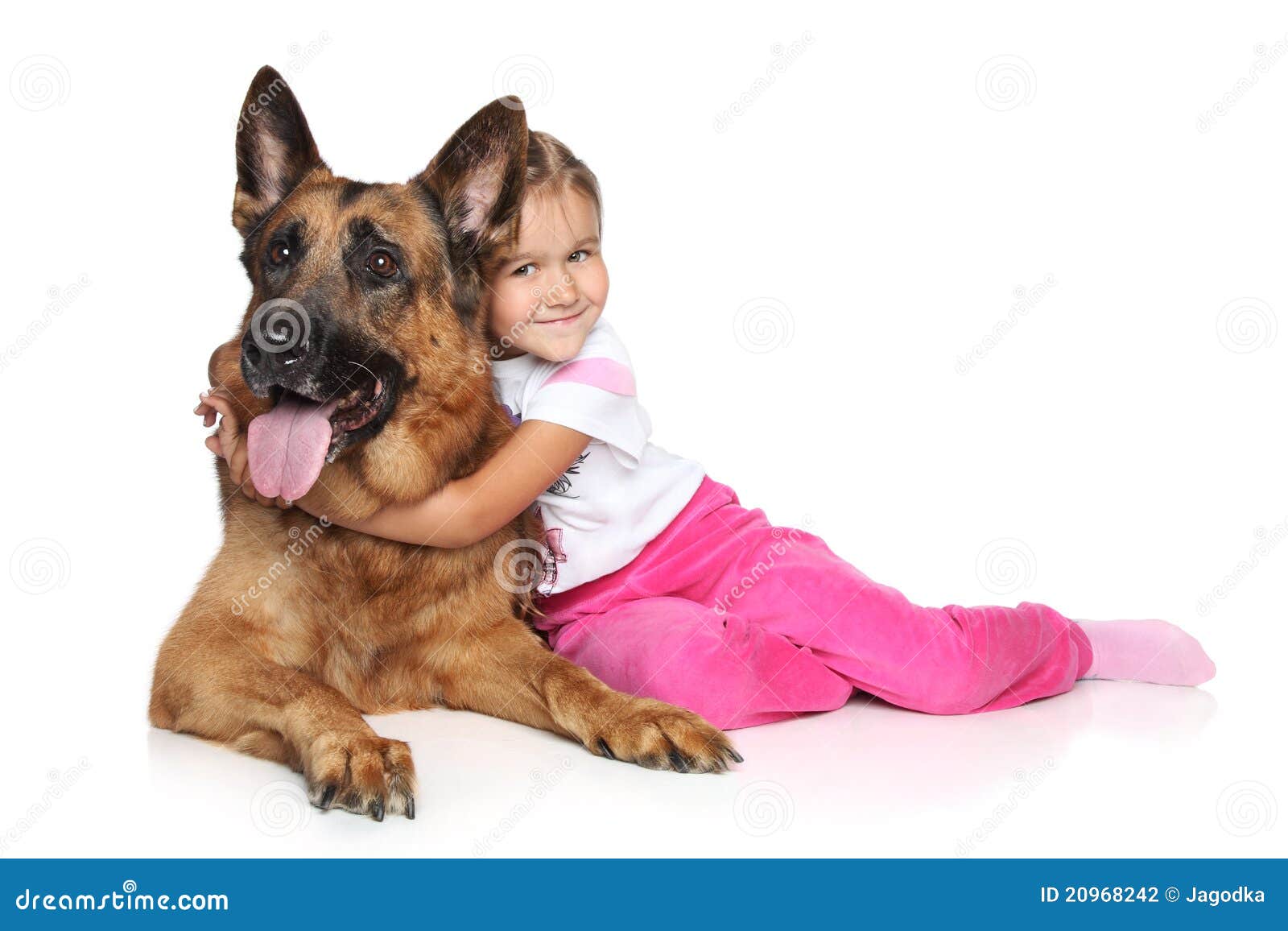 girl and german shepherd dog