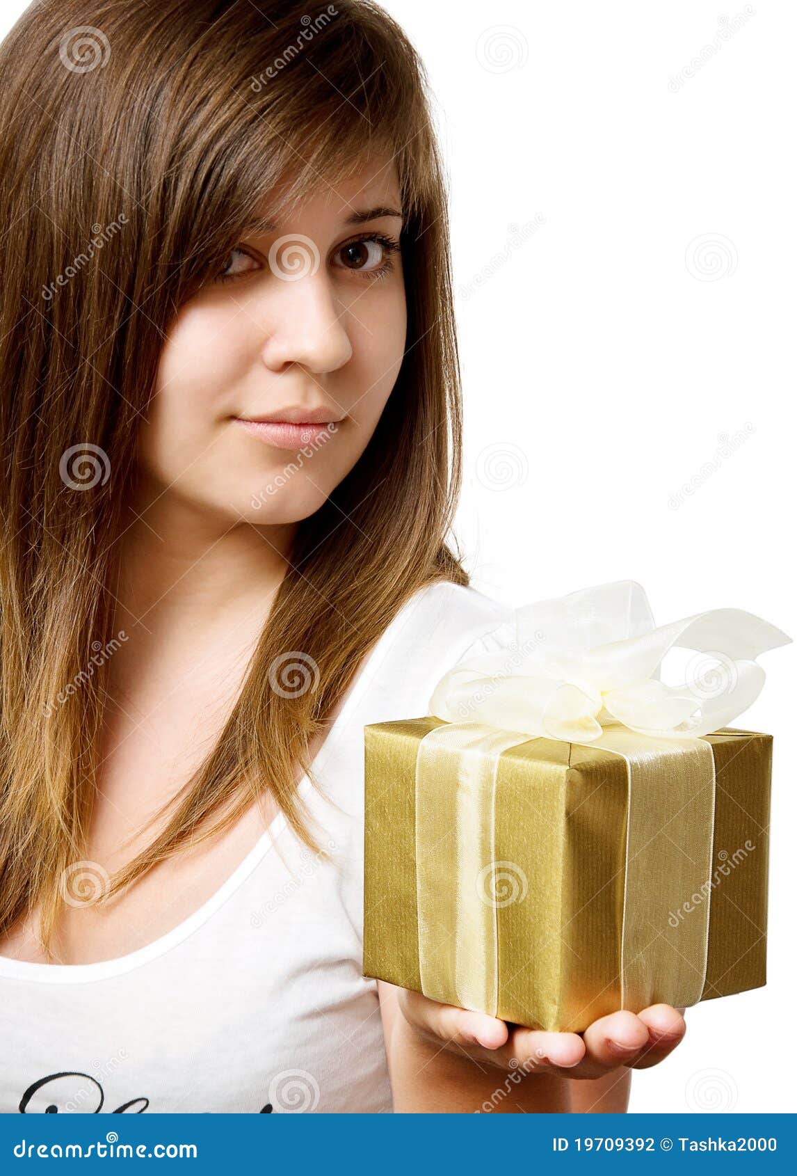 Girl with gift box stock photo. Image of smiling, friendship 19709392