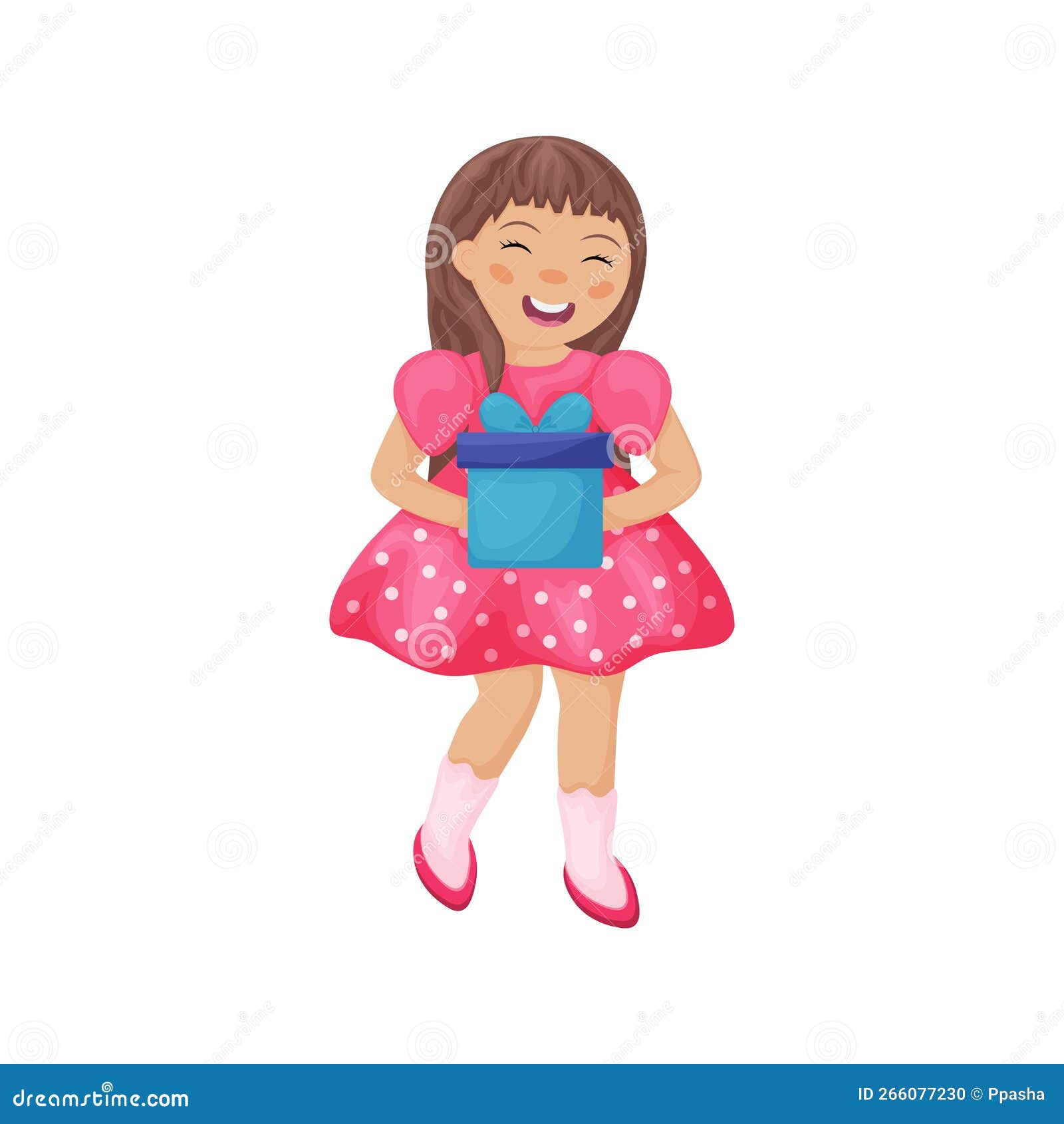 A Girl with a Gift Box. a Cute Smiling Girl is Holding a Gift Box. a ...