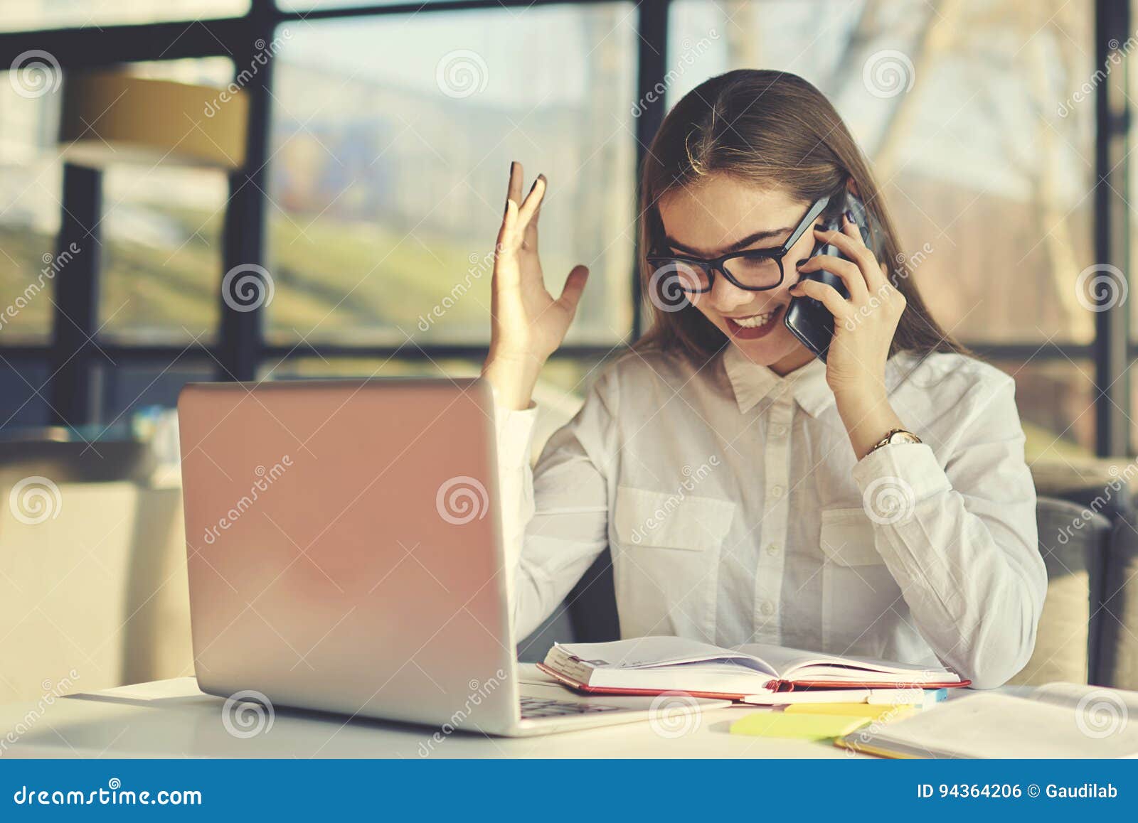 Girl In Glasses Working Web Site Correcting Mistakes And