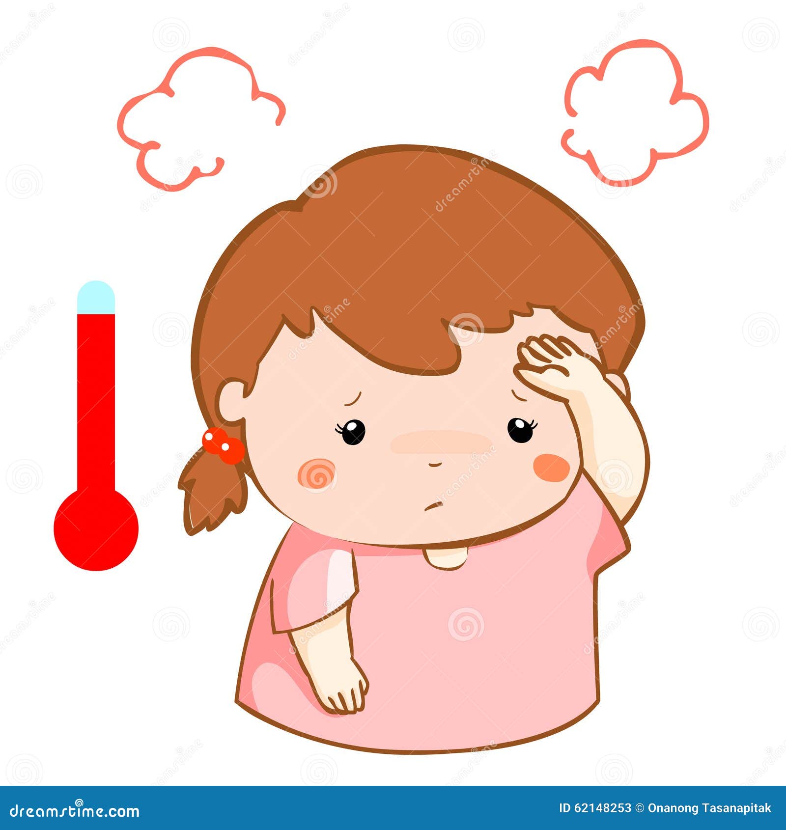 Girl Got Fever High Temperature Cartoon Stock Vector - Illustration of  diagnose, cartoon: 62148253