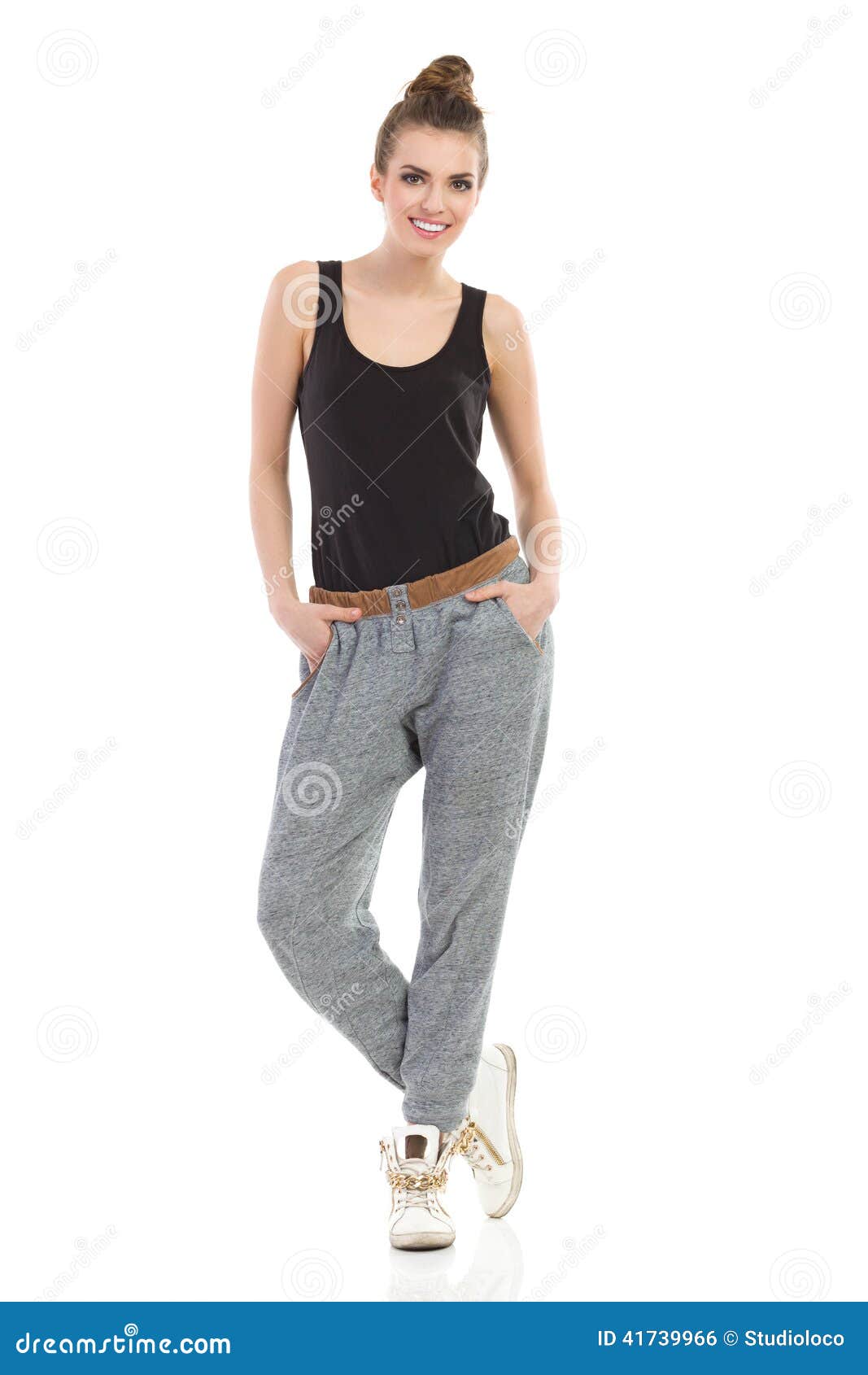 Girl in gray track-suit stock photo. Image of jogging - 41739966