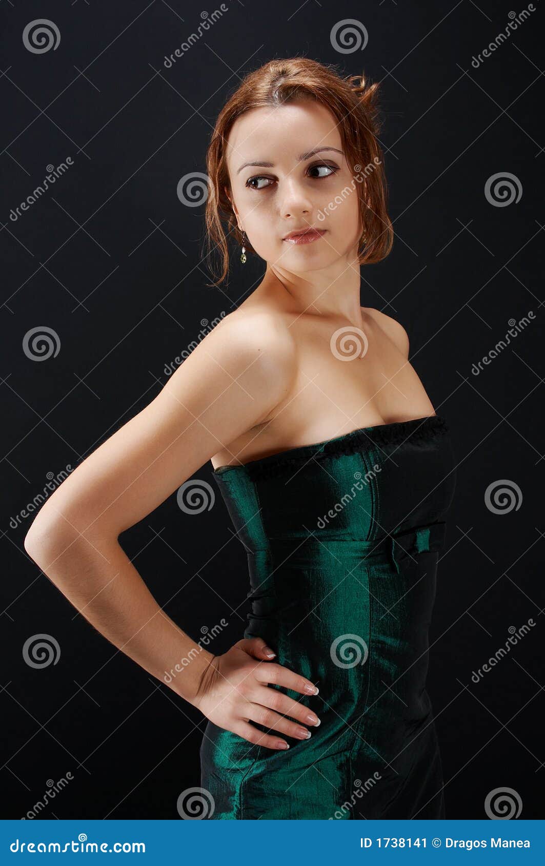Girl in green dress stock image. Image of nice, female 1738141