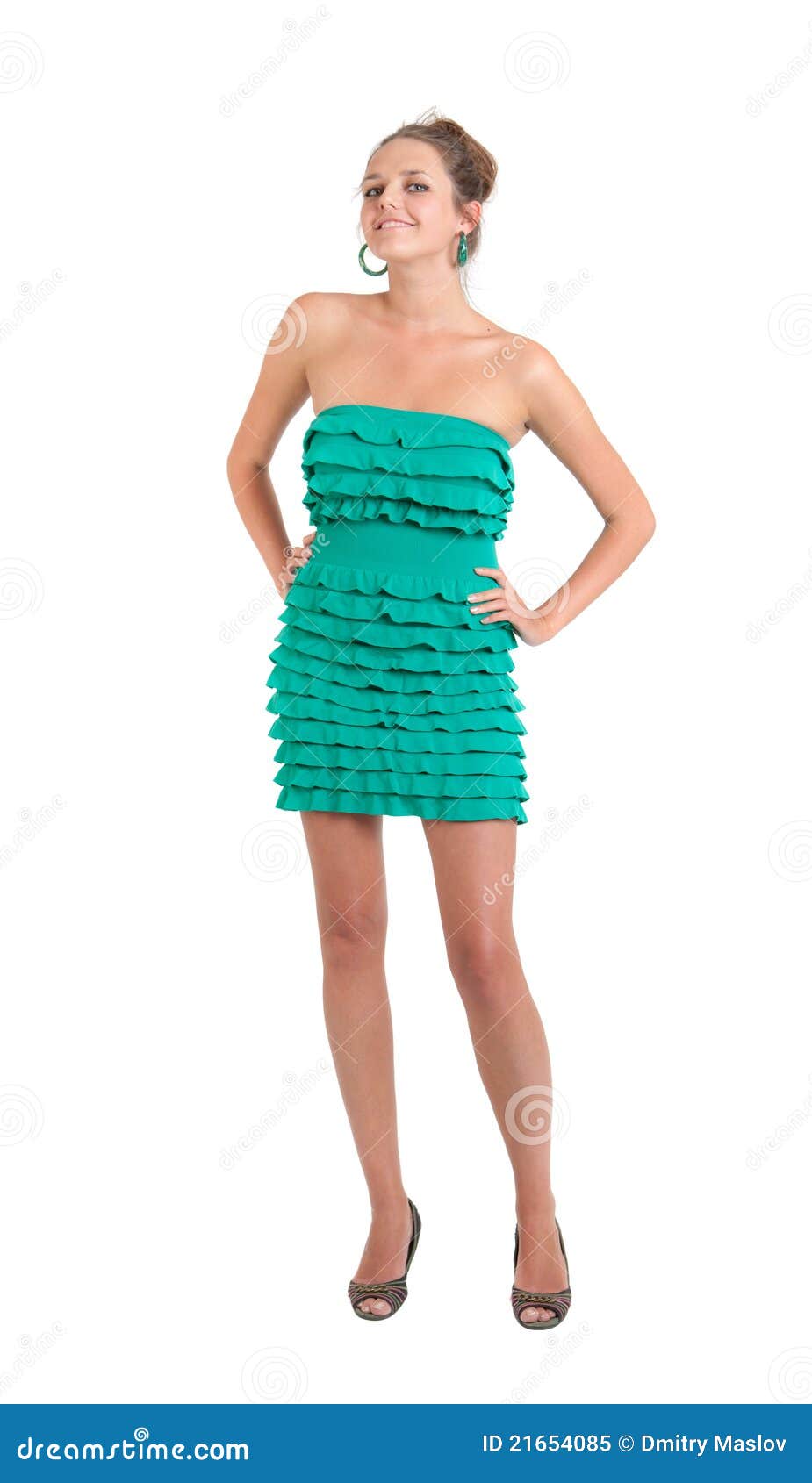 Girl in a green dress stock image. Image of isolated 21654085