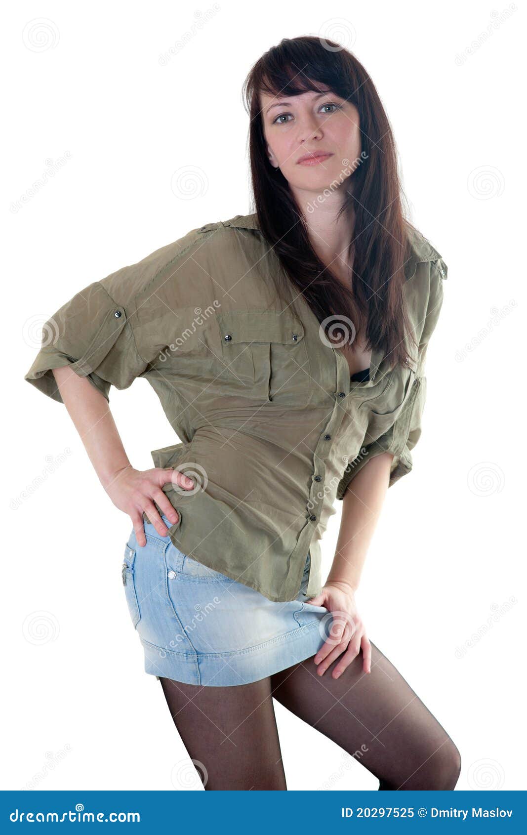 The girl in a green shirt stock image. Image of model 20297525