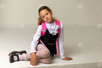 The Gymnast Performs a Handstand with Bent Legs. Stock Photo - Image of