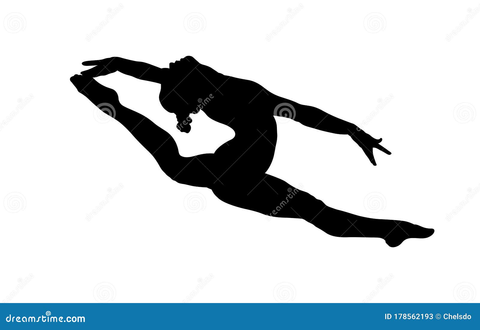 Girl Gymnast Split in Jump Gymnastics Stock Vector Illustration of