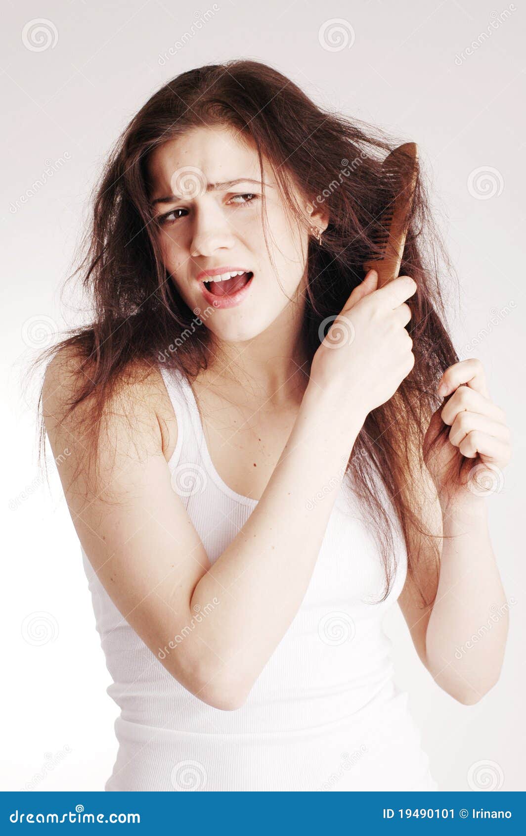 Girl with Hairbrush, Hair Problems Stock Image Image of adult, head