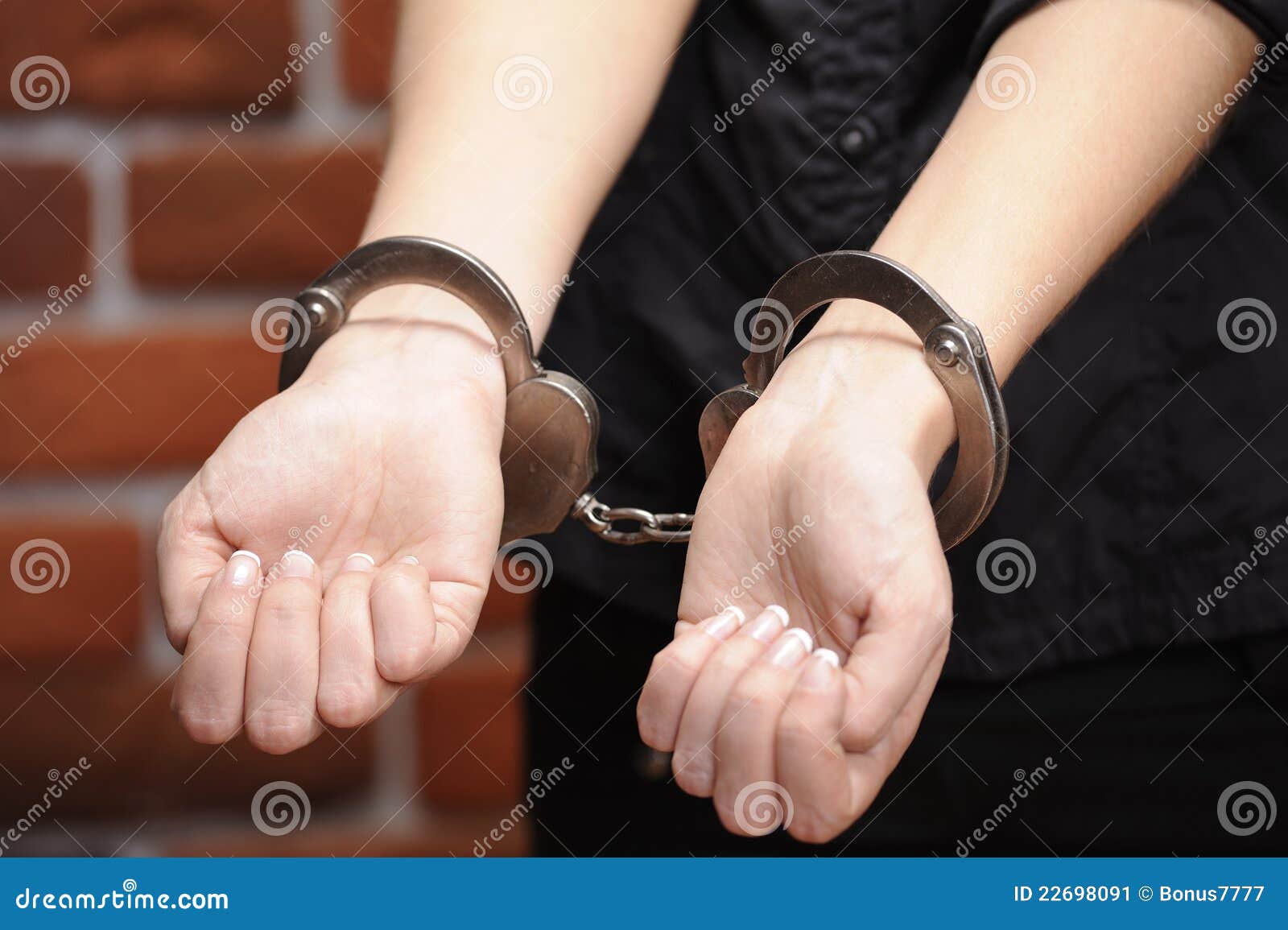 Girl in handcuffs stock image. Image of human, crime 22698091