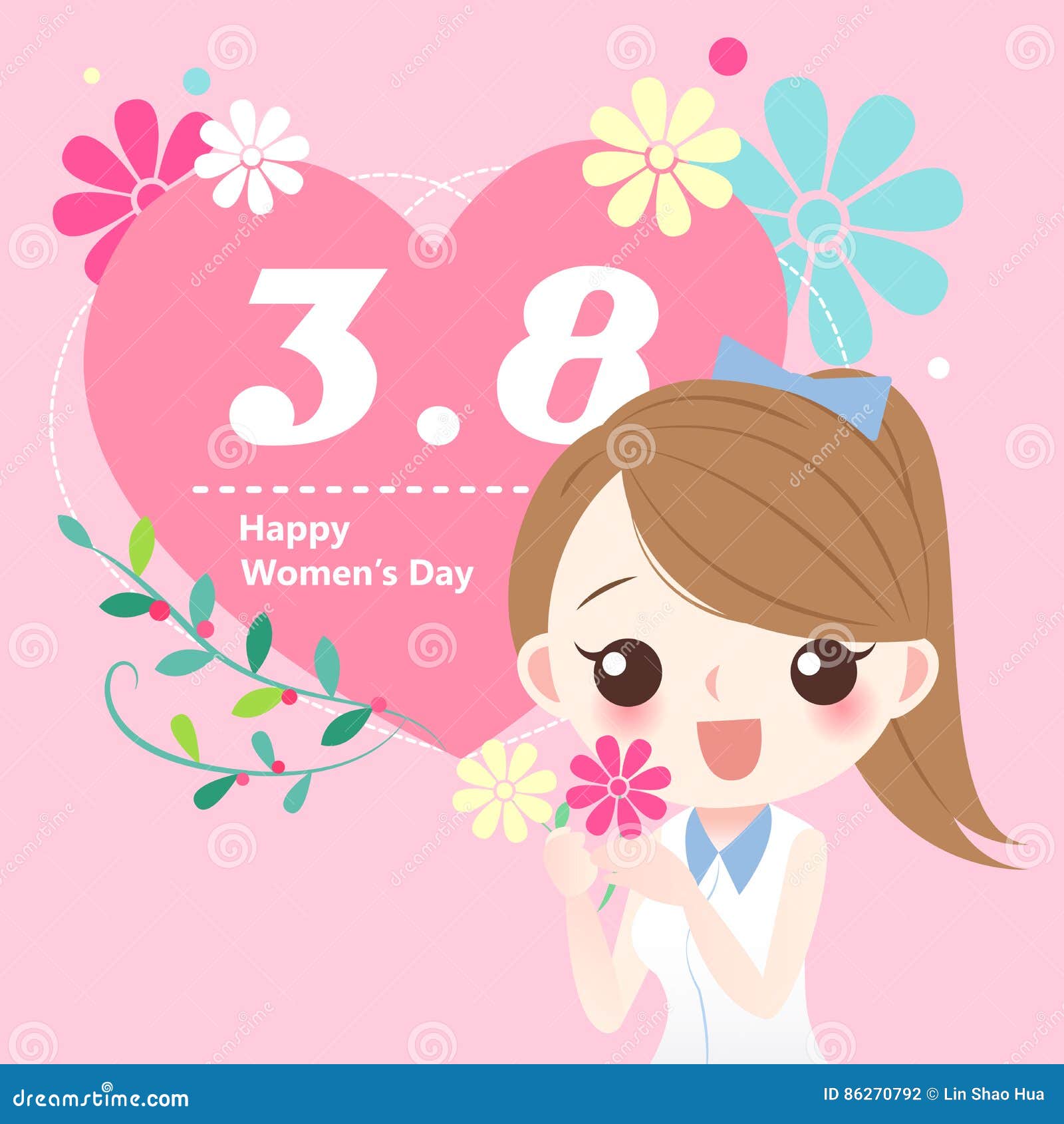 Girl with happy womens day stock vector. Illustration of holiday - 86270792 Girl with happy womens day stock vector. Illustration of holiday - 86270792