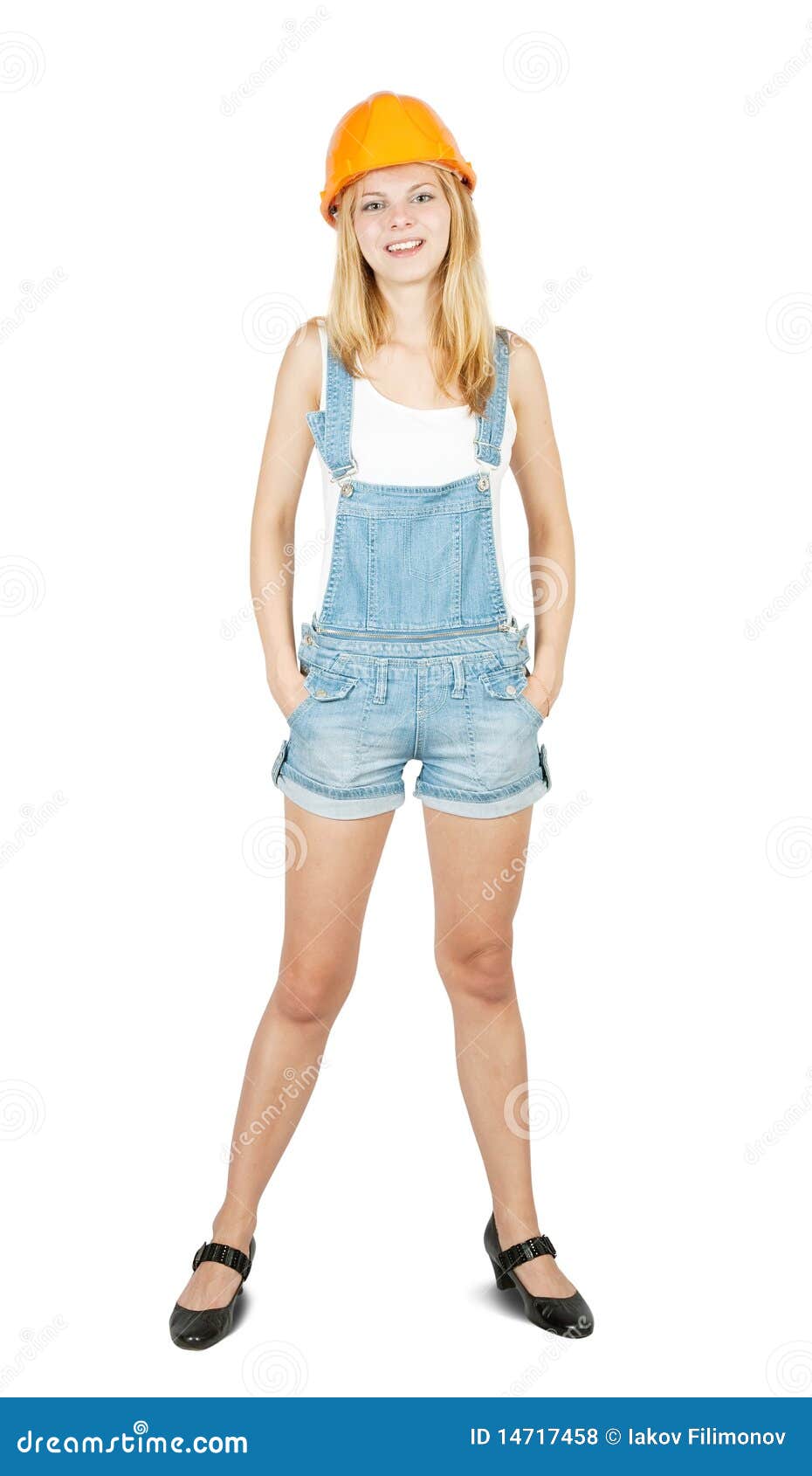 Girl in hard hat stock photo. Image of industry, female 14717458