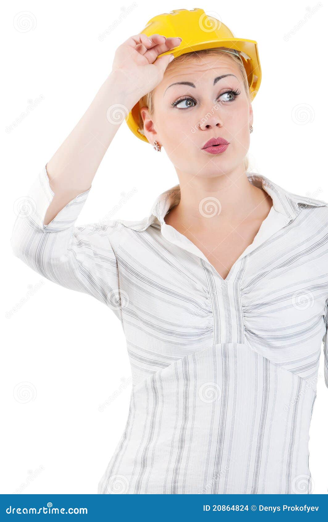 Girl with hard hat stock photo. Image of beautiful, attractive 20864824
