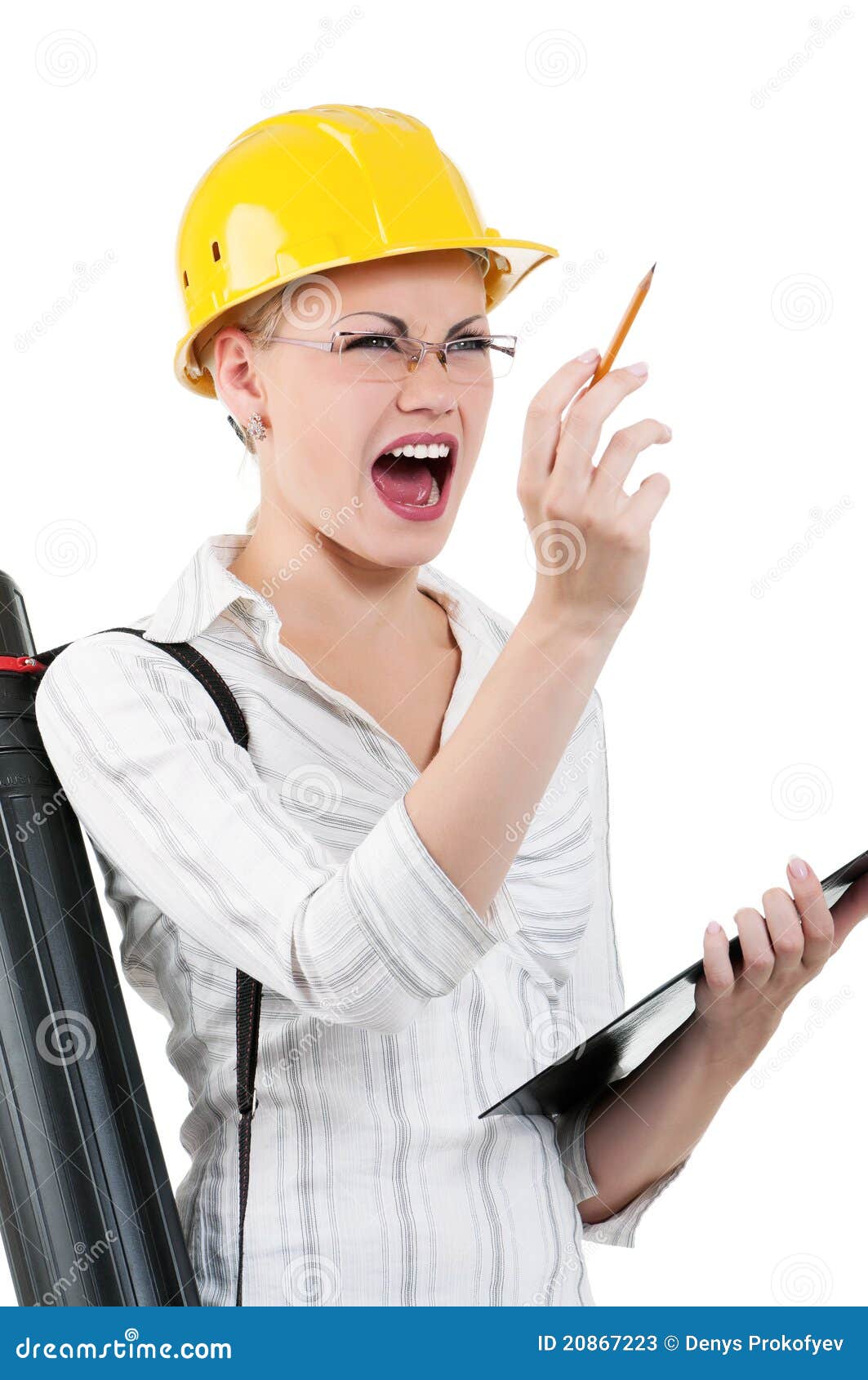 Girl with hard hat stock image. Image of attractive, engineer 20867223