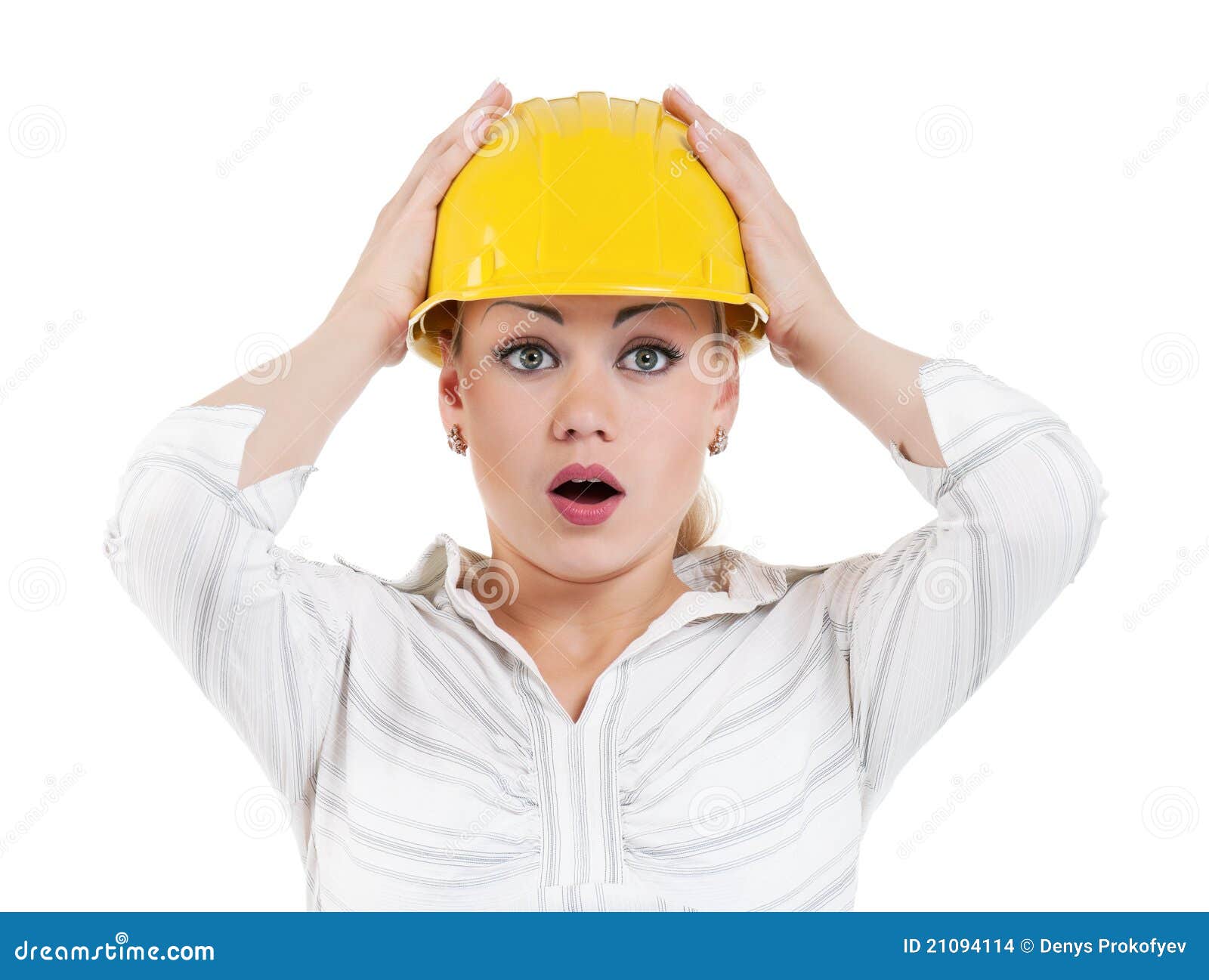 Girl with hard hat stock photo. Image of female, inspector 21094114