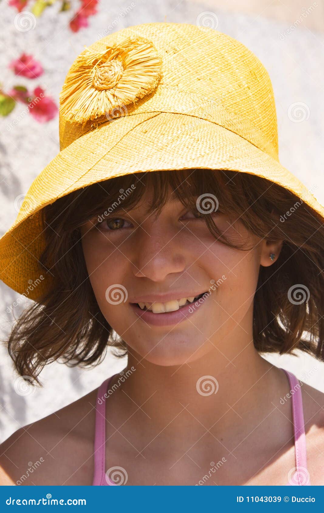 Girl with hat stock image. Image of teuttonica, straw 11043039
