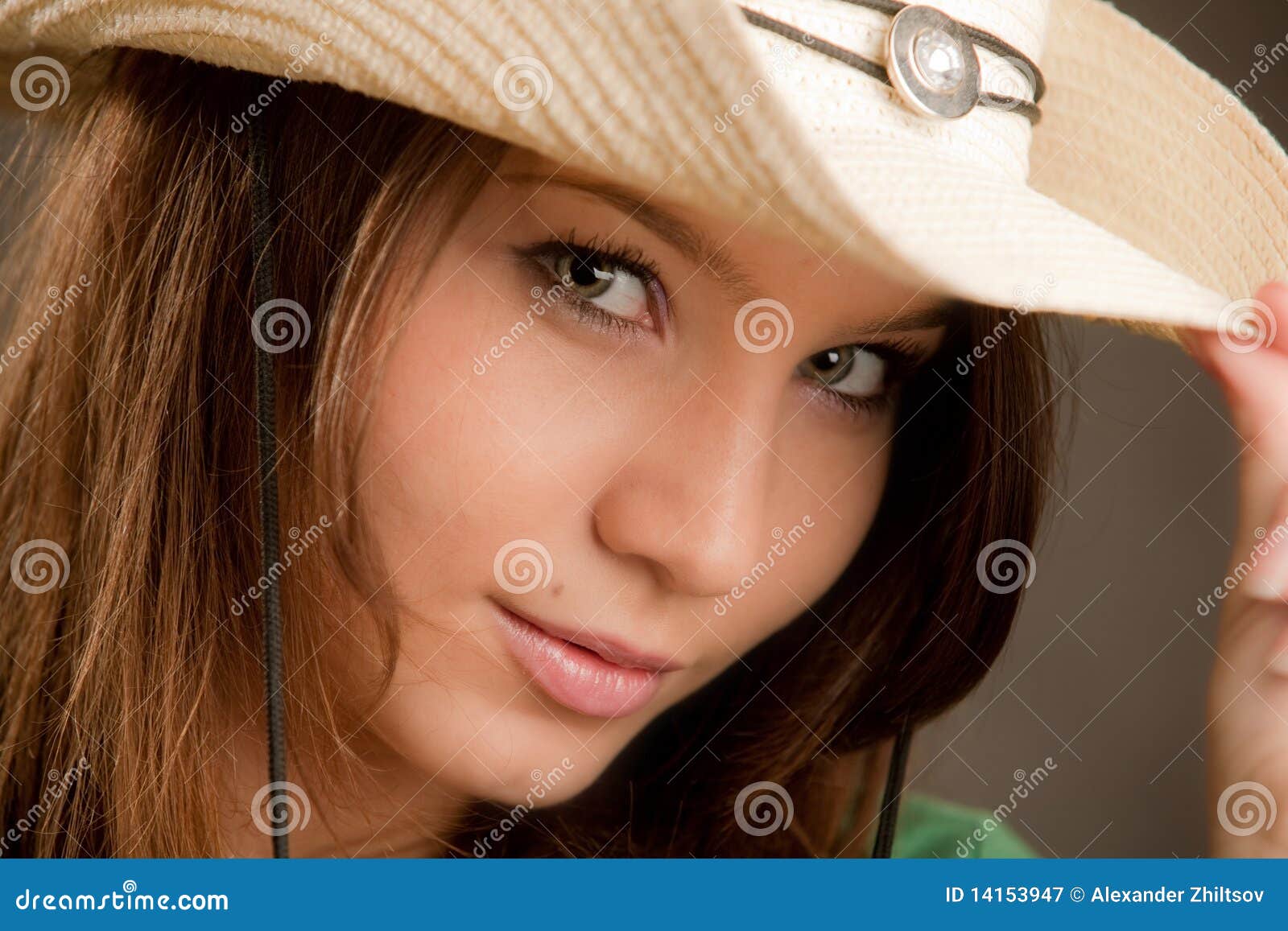 Girl in hat stock image. Image of caucasian, sensuality 14153947