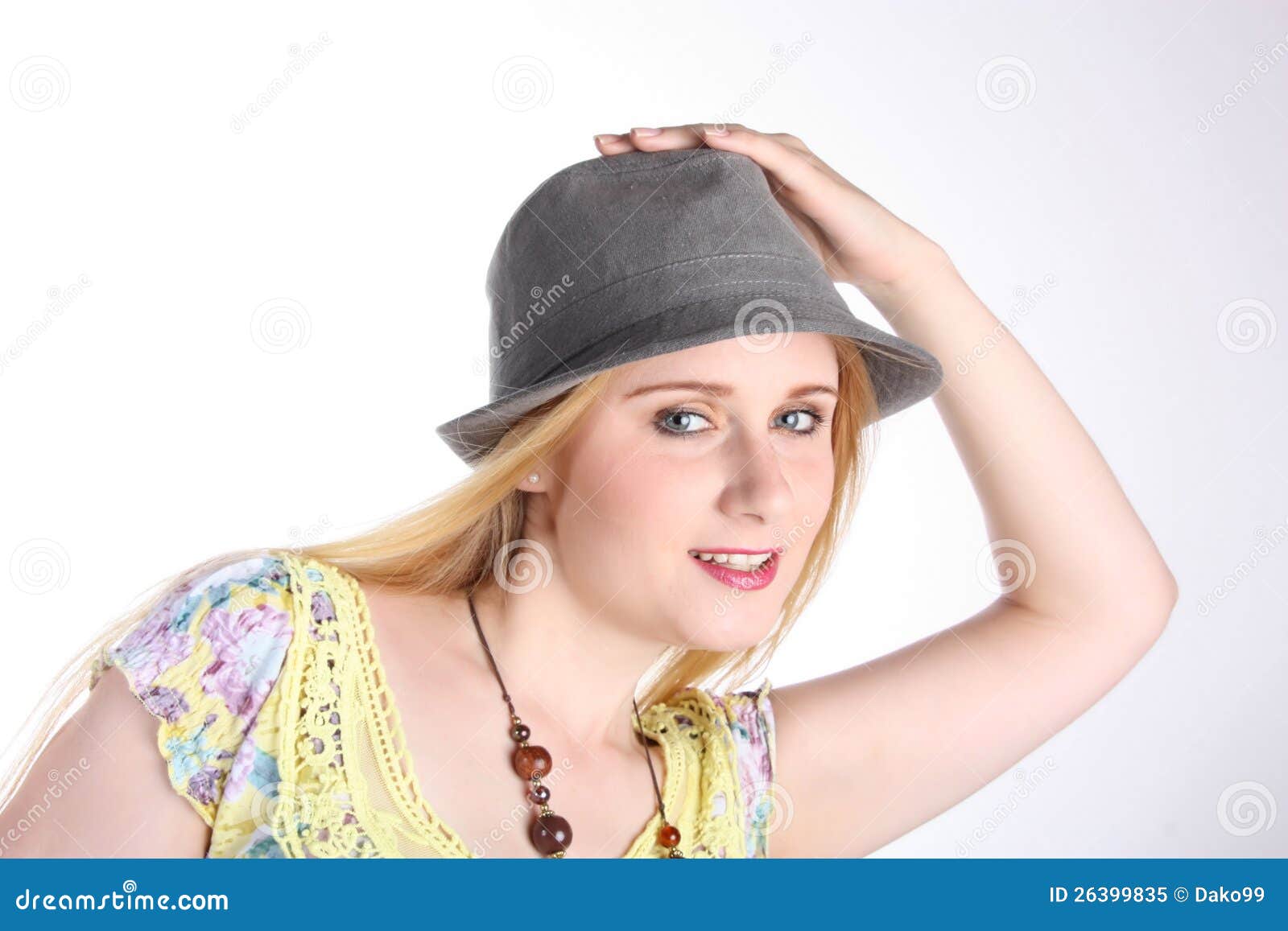 Girl with hat stock image. Image of female, girl, summer 26399835