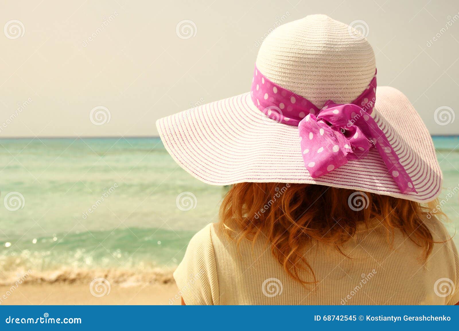 Girl in the Hat on the Beach Stock Image Image of heat, summer 68742545