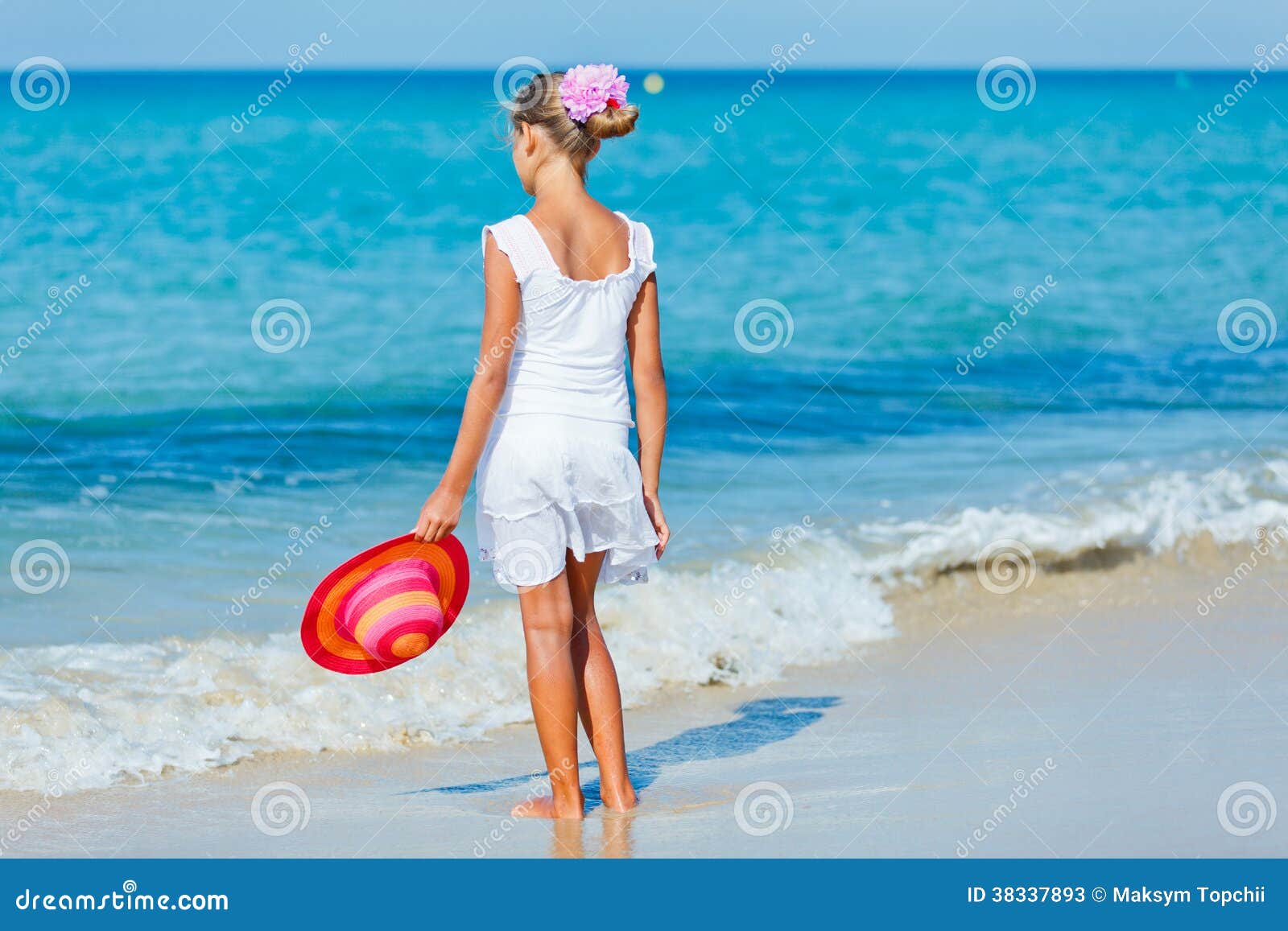 Girl with hat on the beach stock image. Image of girl 38337893