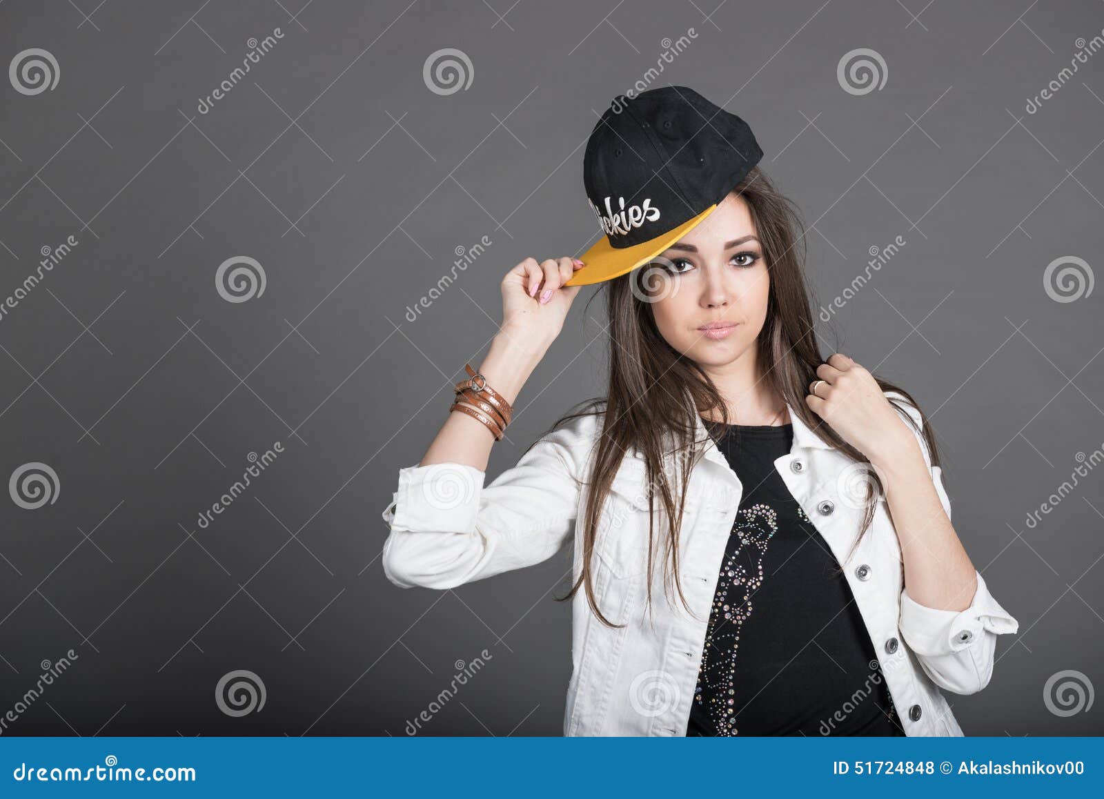 The girl with the hat stock photo. Image of cute, beauty 51724848