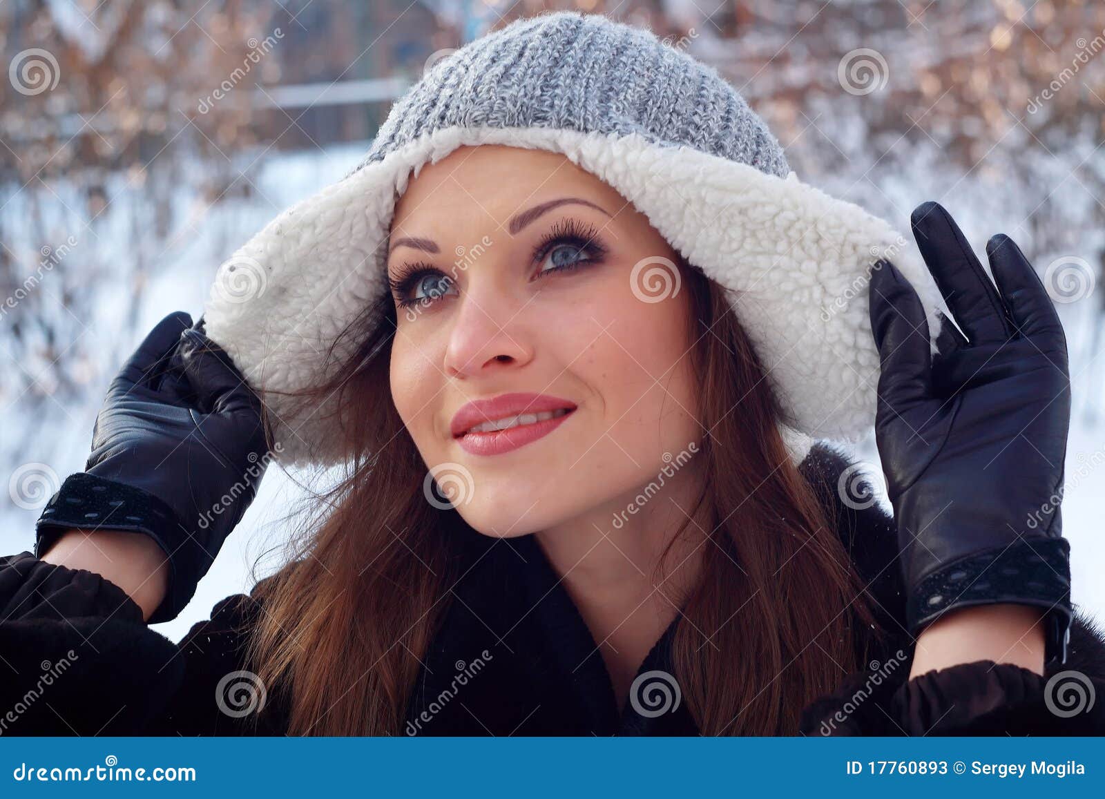 Girl in Hat and Black Gloves Stock Image Image of gloves, cloth 17760893