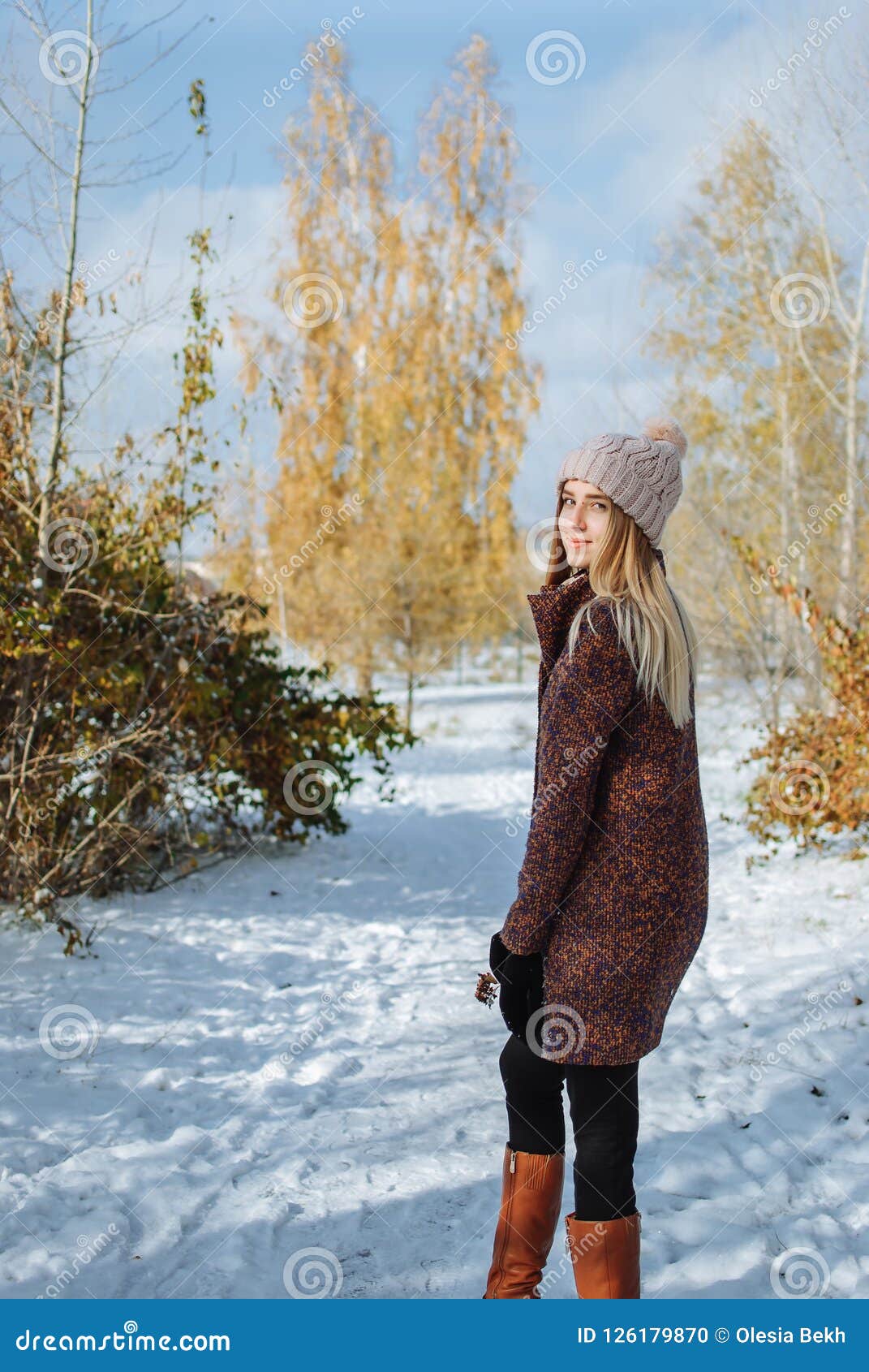 Girl enjoying first snow stock photo. Image of clothes - 126179870