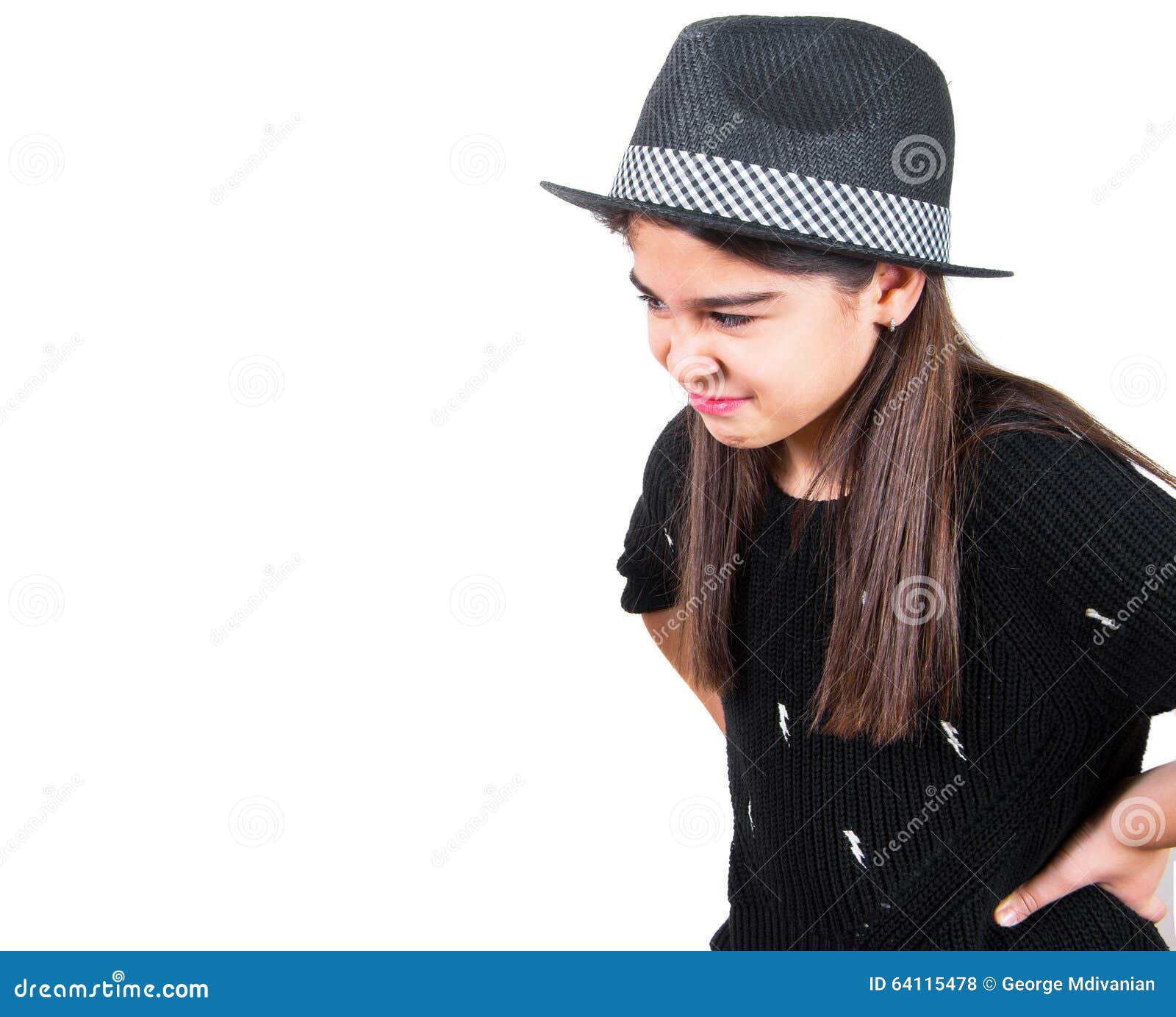 Girl with hat stock photo. Image of care, portrait, expression 64115478