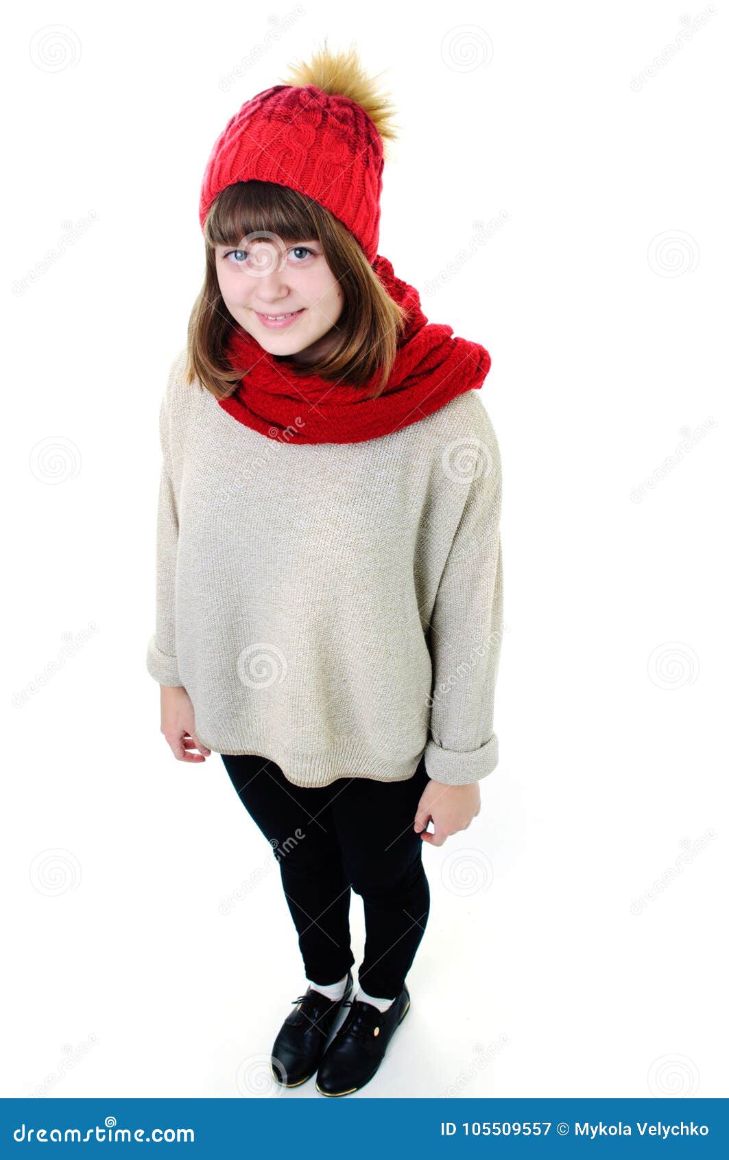 Girl in hat and scarf stock image. Image of happy, season - 105509557