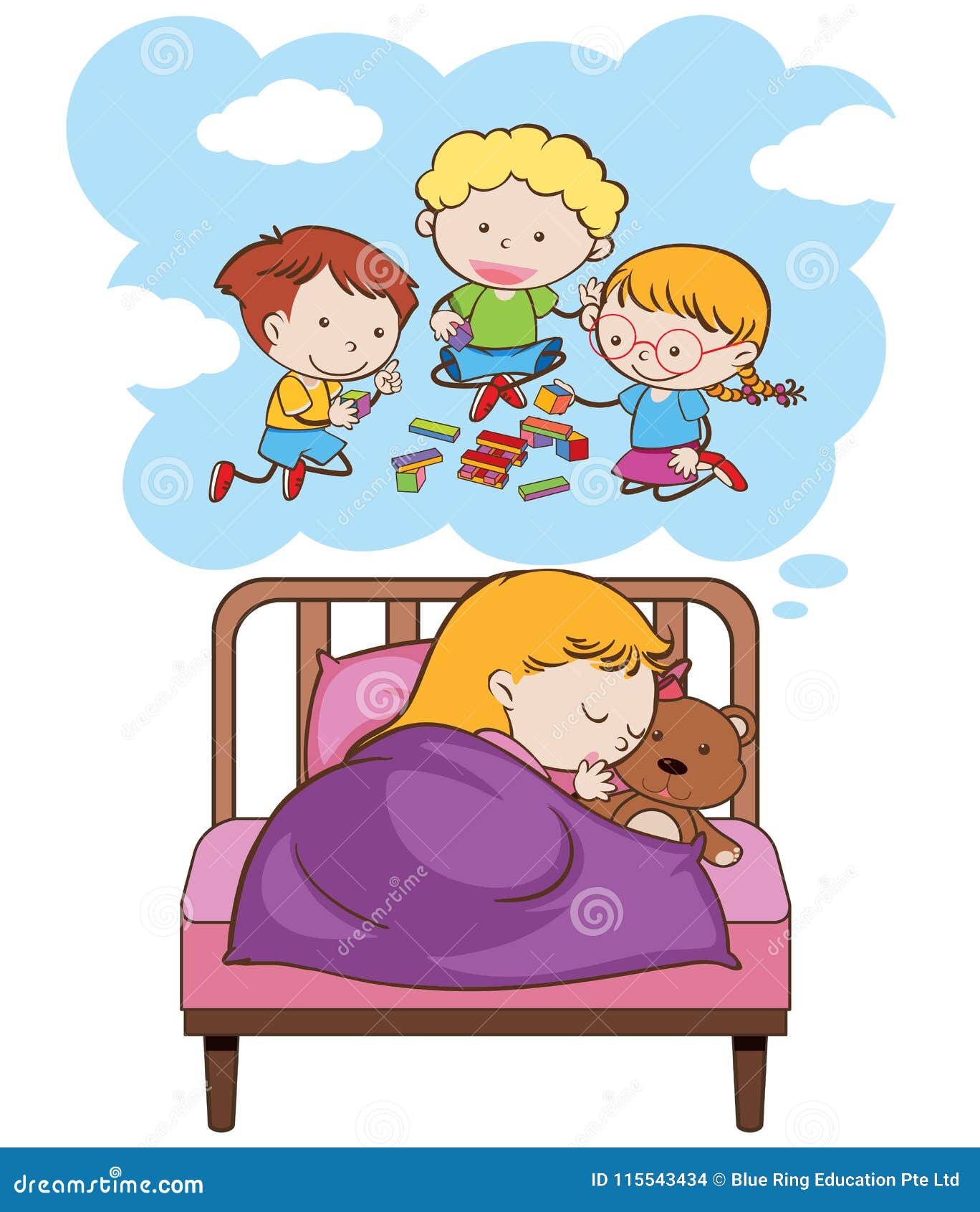 A Girl Having a Good Dream stock vector. Illustration of magic - 115543434