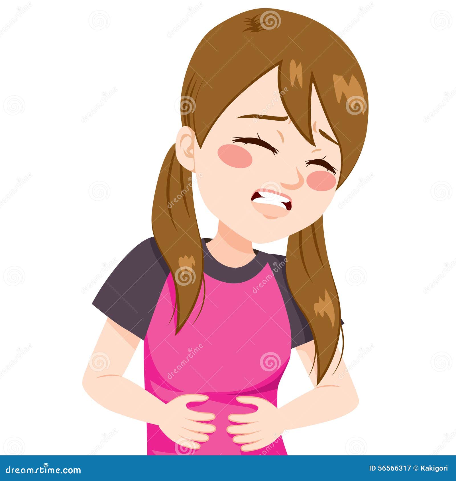 stomach ache cartoon girl