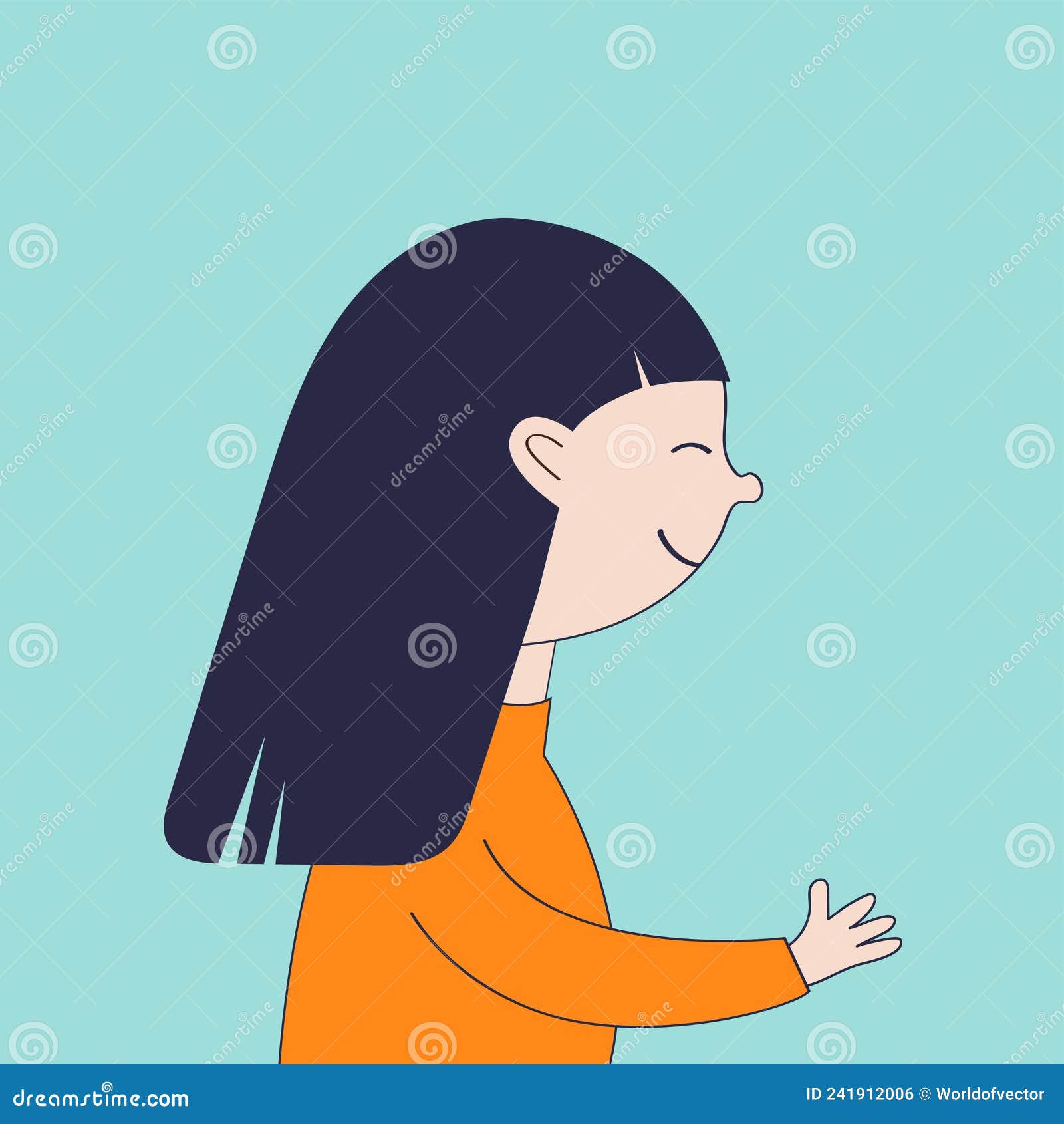 Cartoon little girl front and profile side view Vector Image