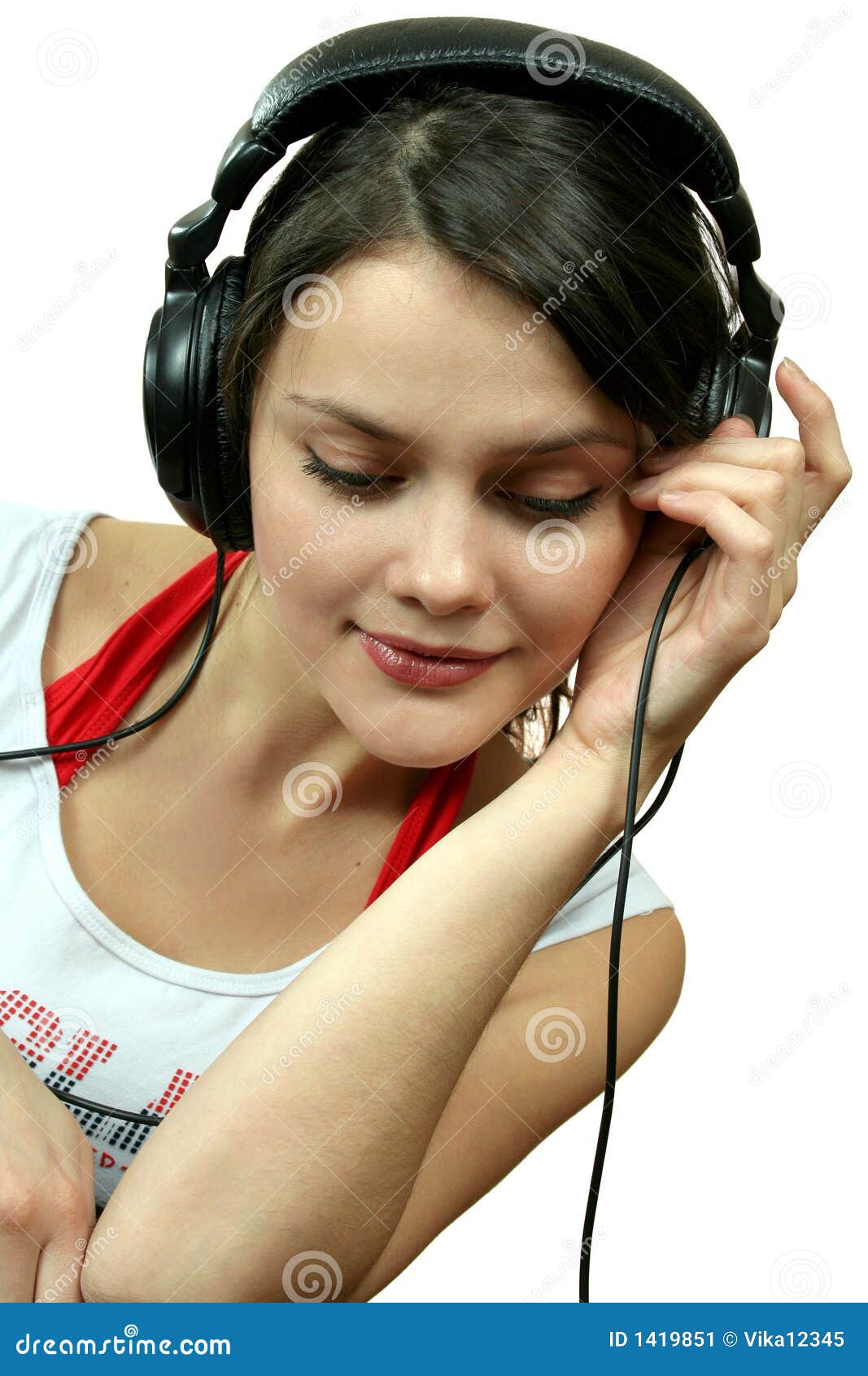Girl with headphone stock image. Image of lovely, enjoyment 1419851