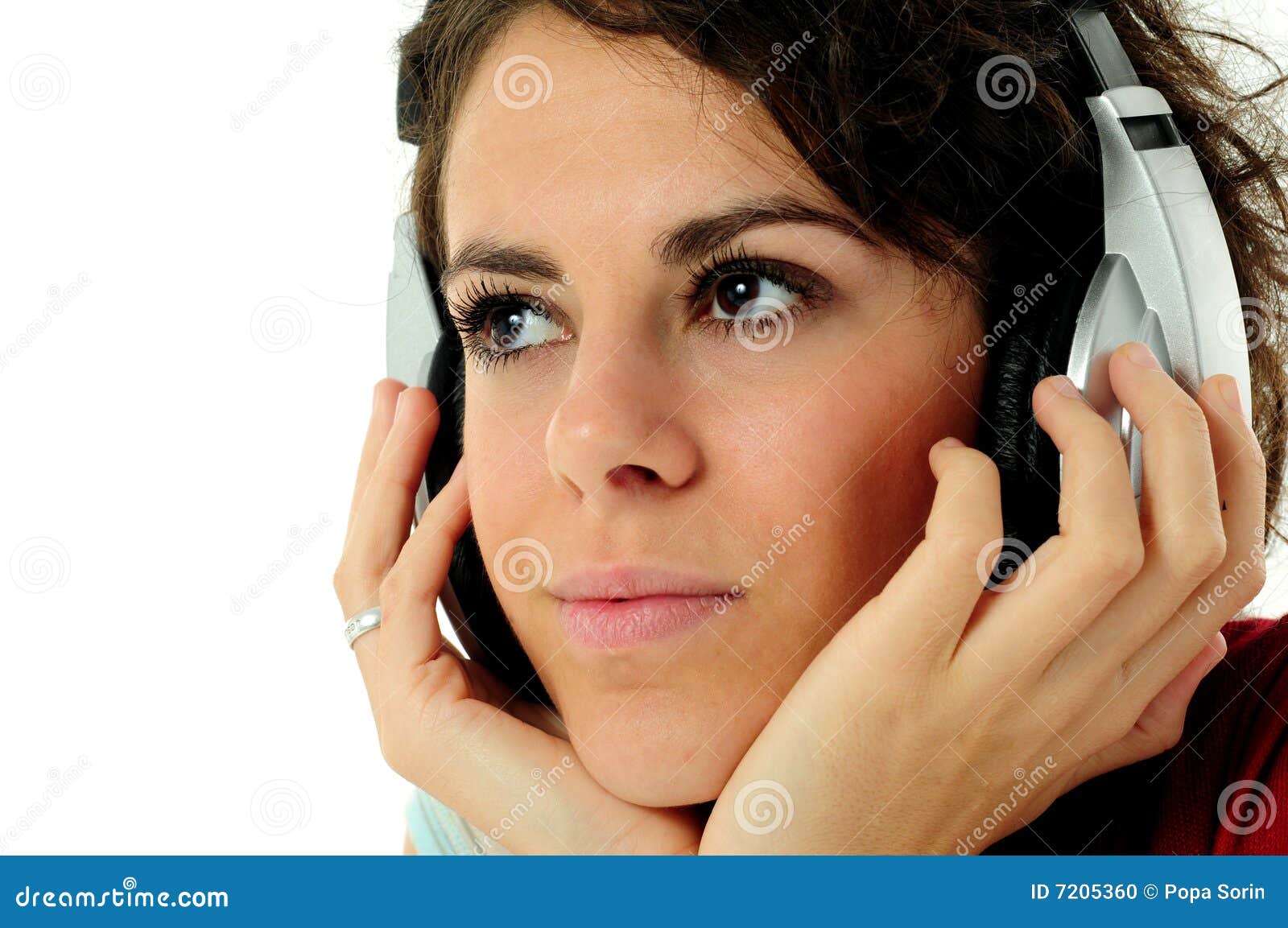 Girl with headphones stock photo. Image of audio, brown 7205360