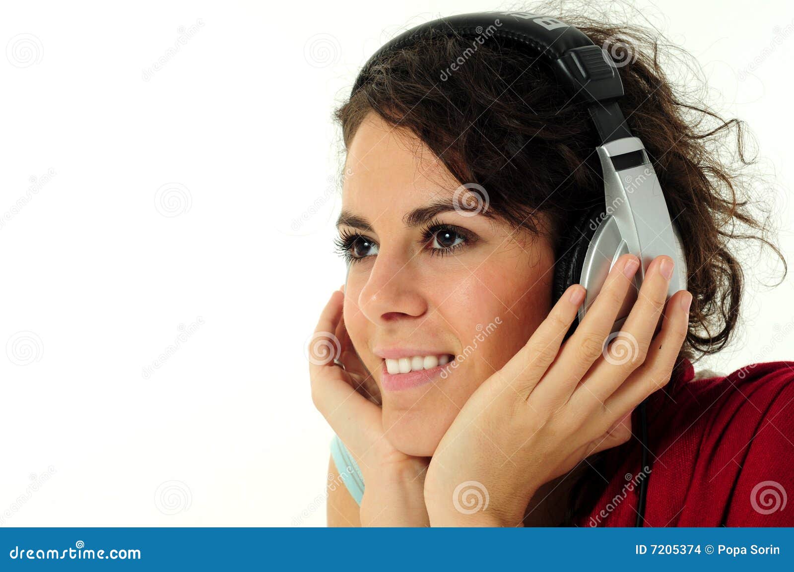 Girl with headphones stock photo. Image of yellow, woman 7205374