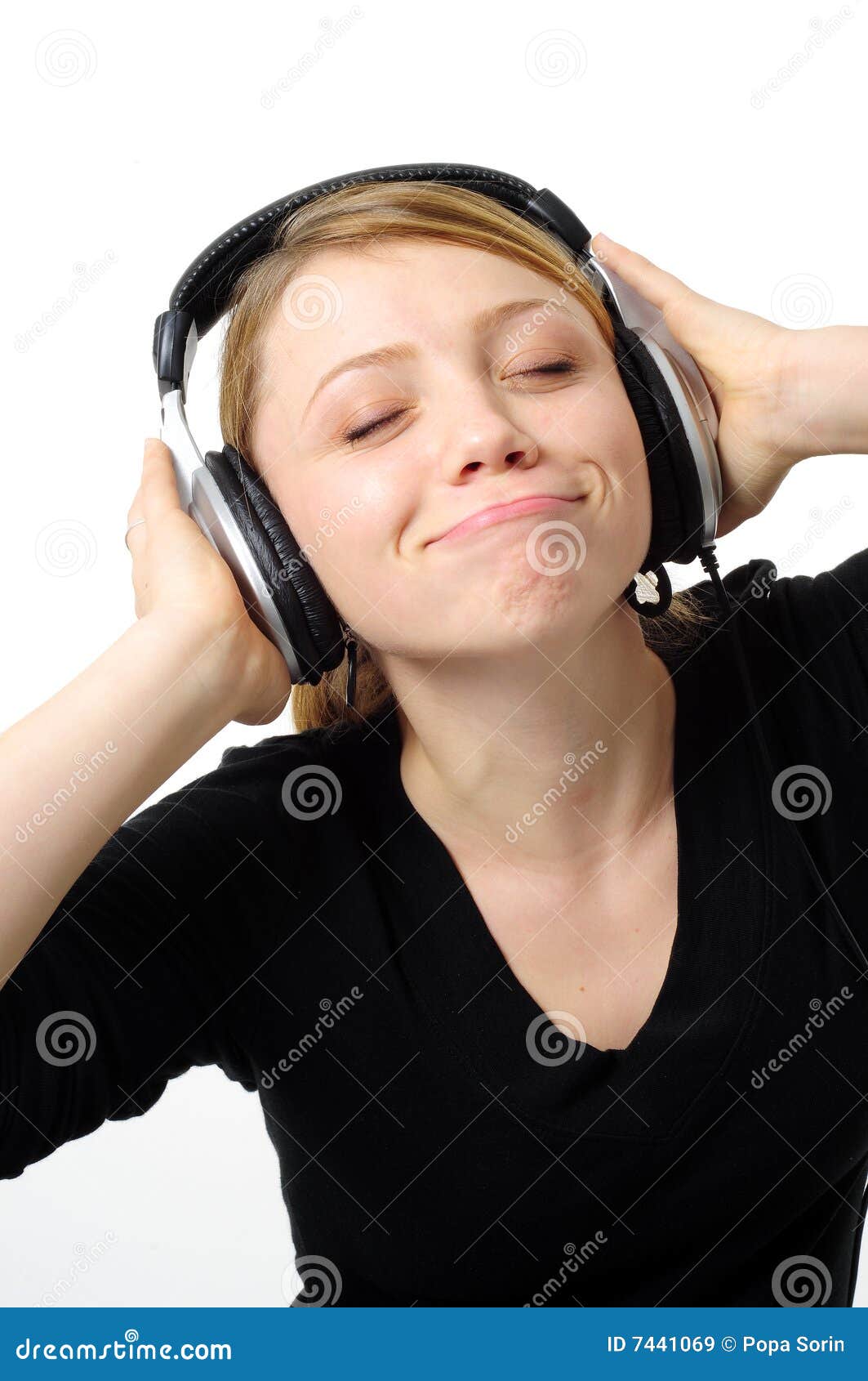 Girl with headphones stock image. Image of elegance, human 7441069