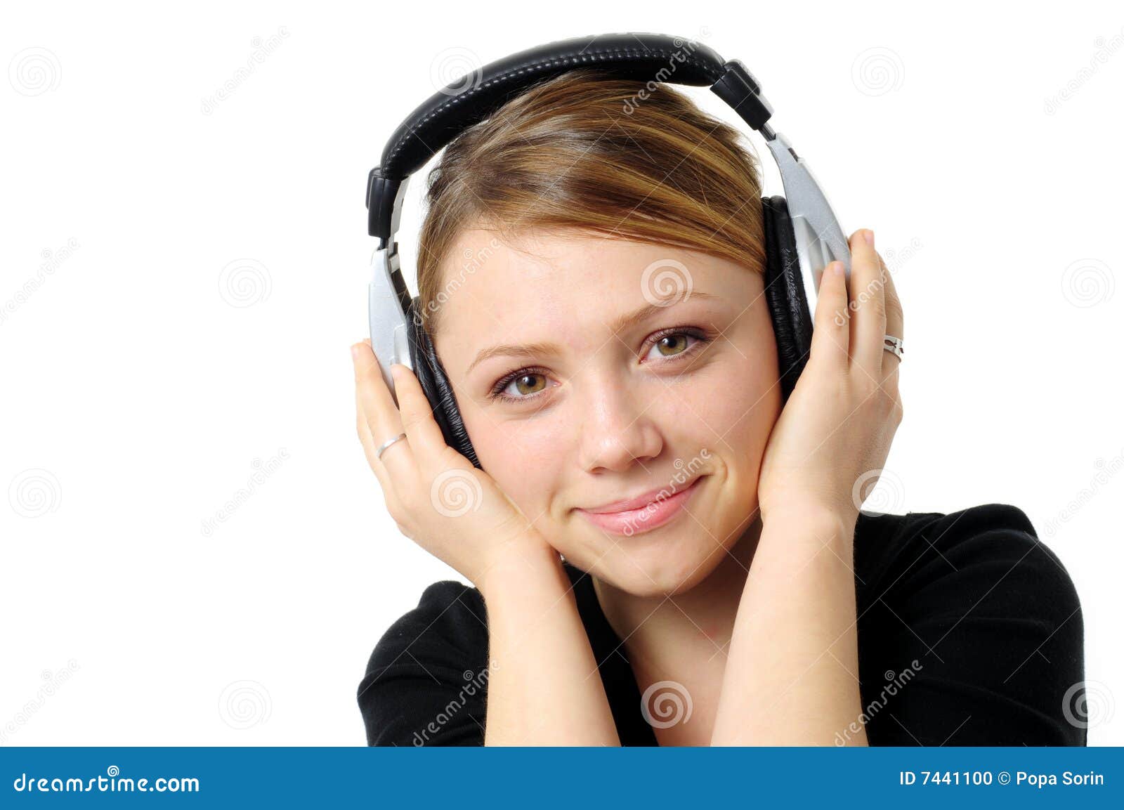 Girl with headphones stock photo. Image of beautiful, audio 7441100