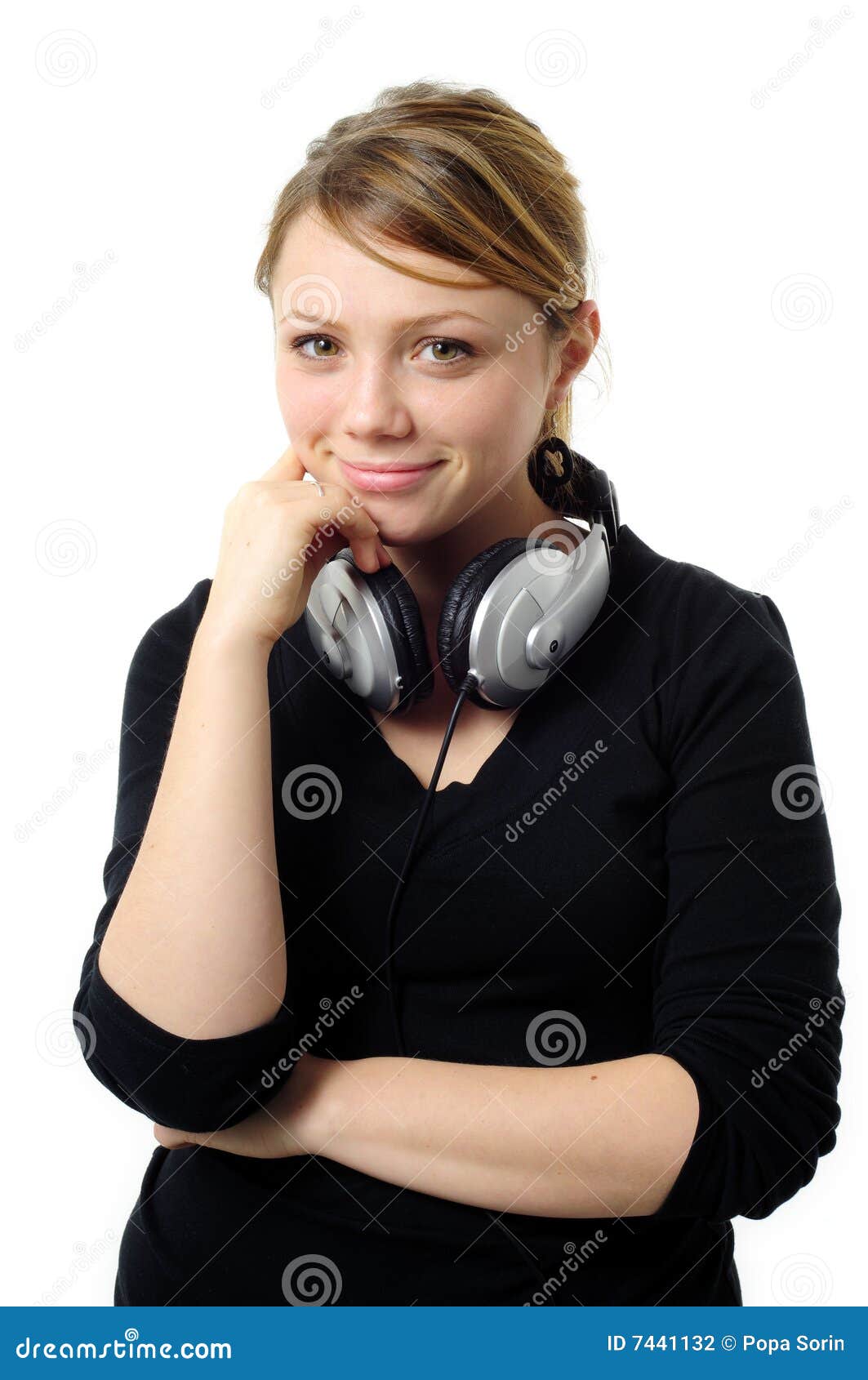 Girl with headphones stock photo. Image of human, expression 7441132