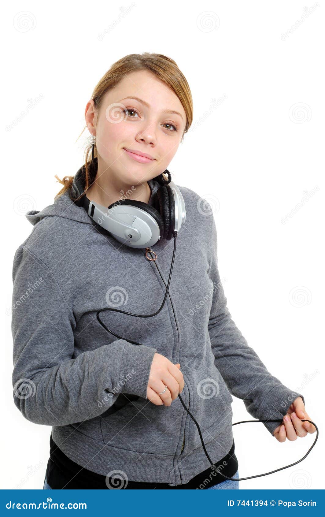 Girl with headphones stock photo. Image of music, head 7441394