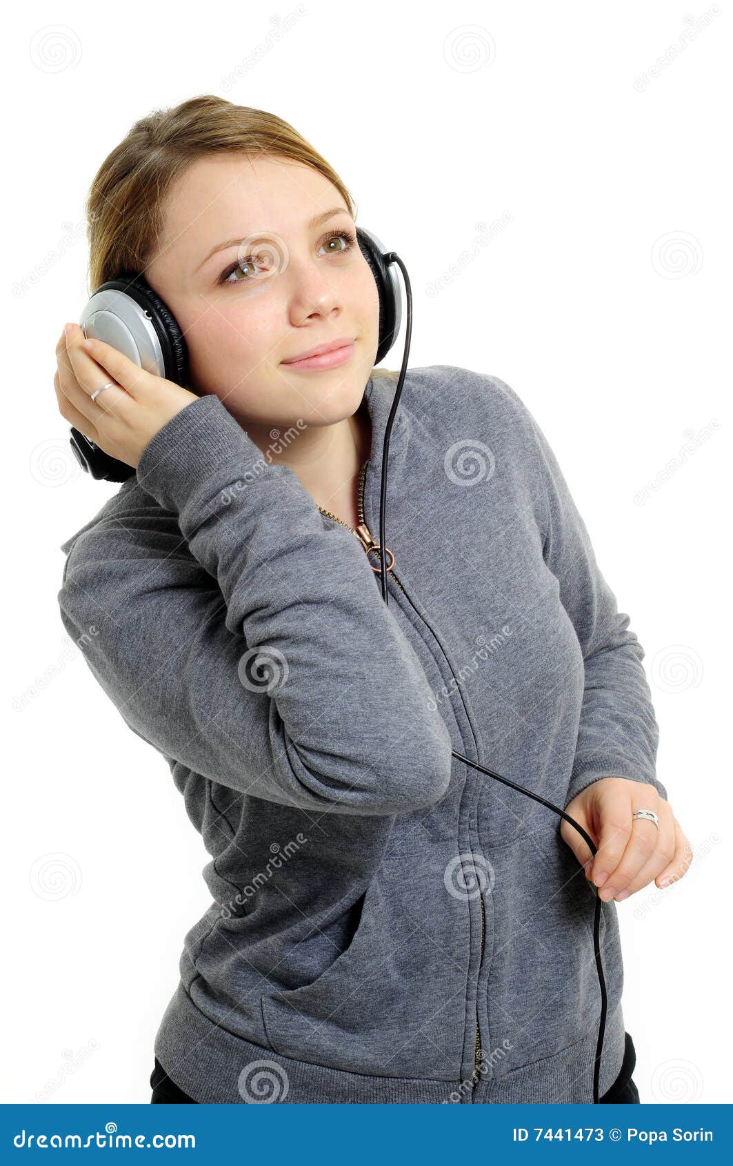 Girl with headphones stock image. Image of earphones, beautiful 7441473