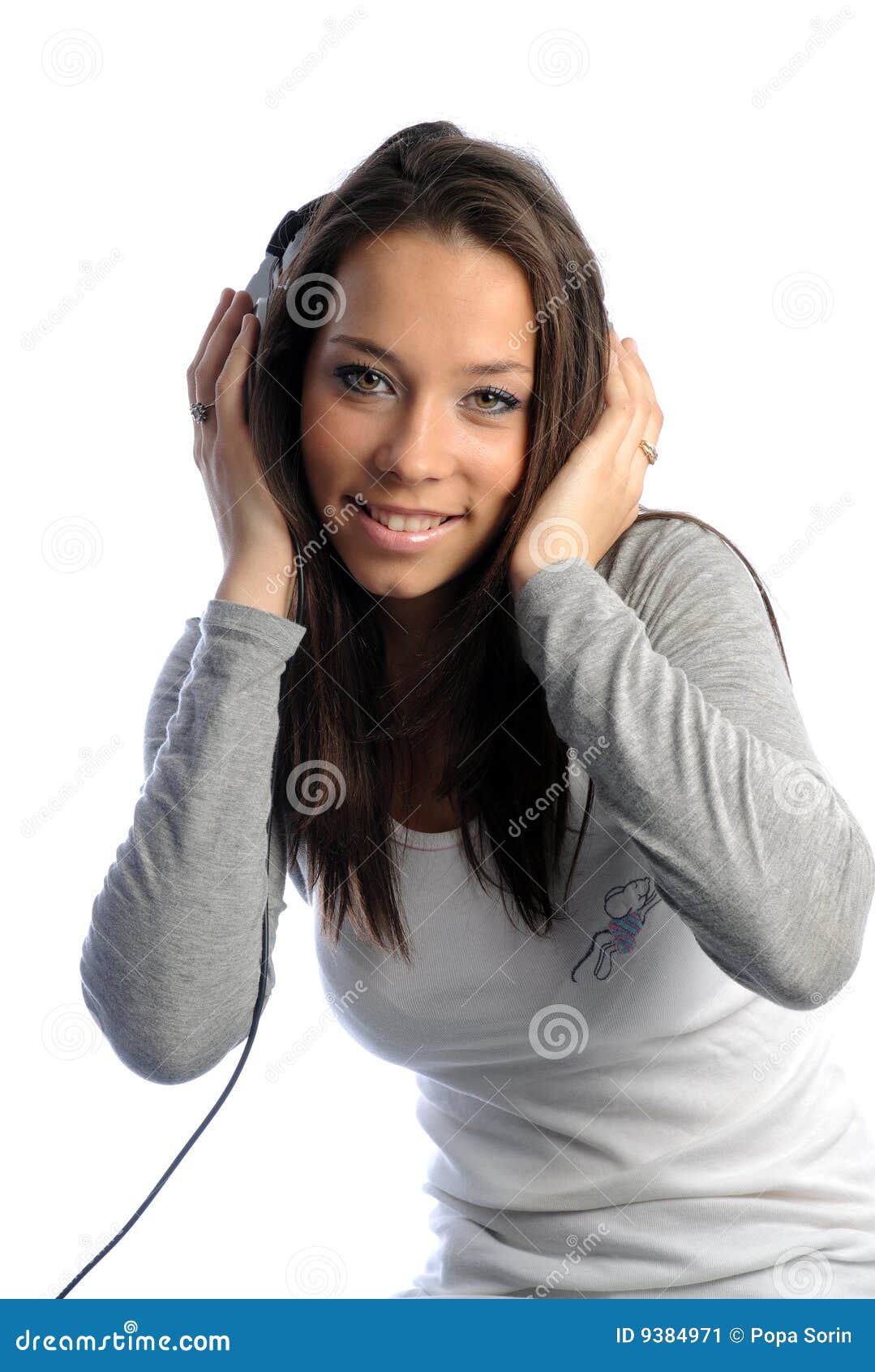 Girl with headphones stock image. Image of hair, human 9384971