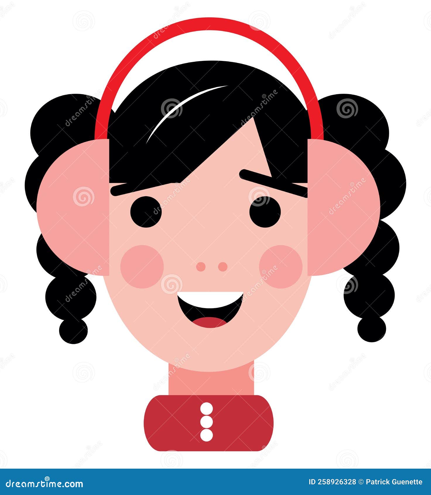Girl with headphones, icon stock vector. Illustration of angular