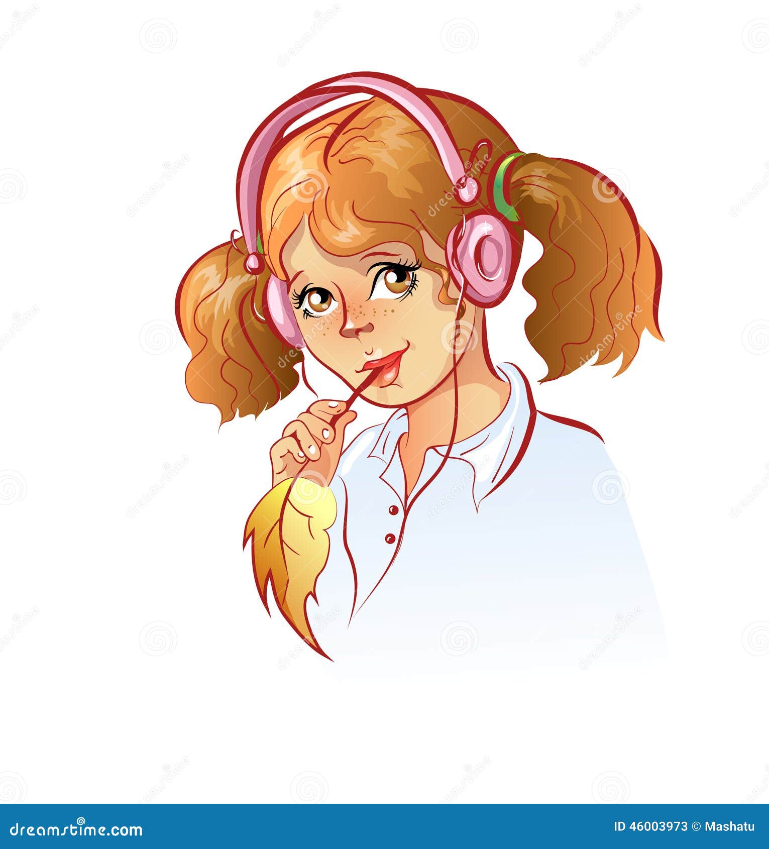 Girl in headphones stock vector. Illustration of sound 46003973