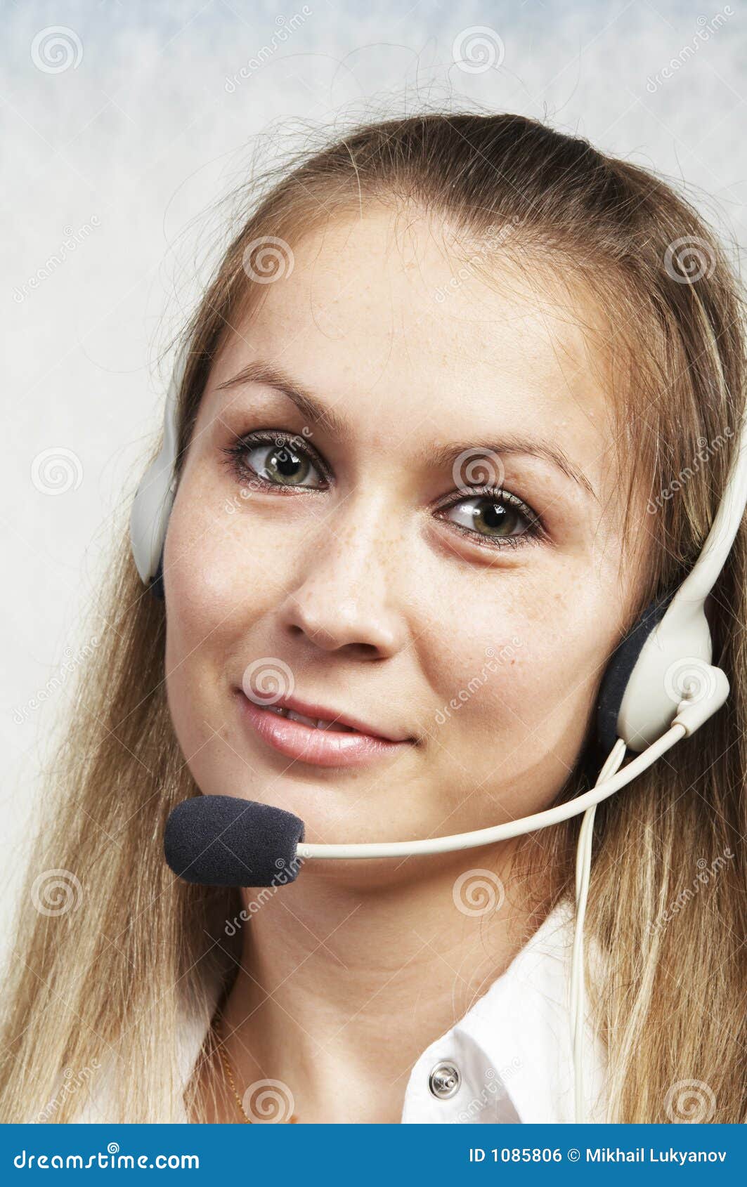 The girl with Headset stock photo. Image of reliable, call 1085806