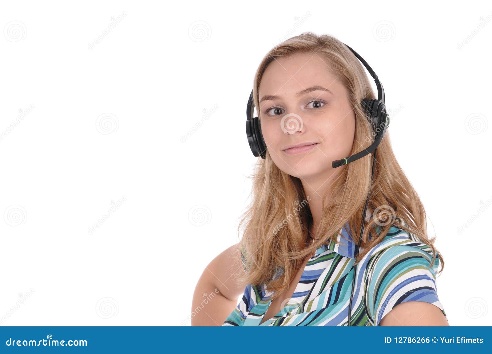 Girl with headset stock photo. Image of microphone, mike 12786266