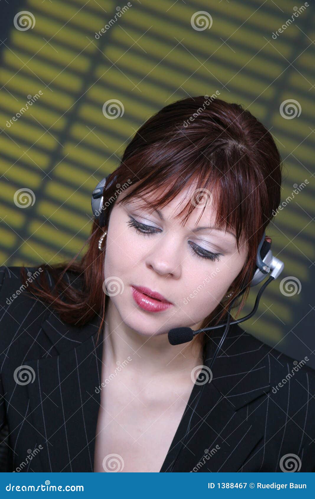 Girl with headset stock image. Image of person, headset 1388467