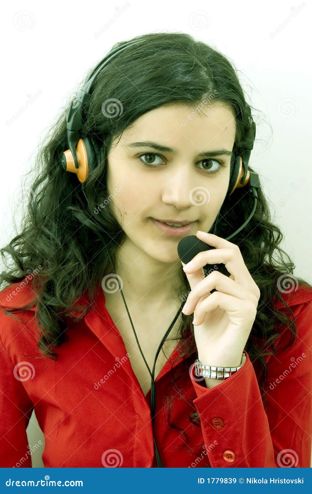 Girl with headset stock image. Image of lady, friendly 1779839