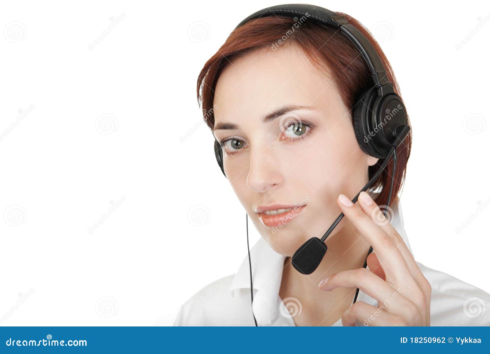 Girl with headset. stock photo. Image of expressive, equipment 18250962