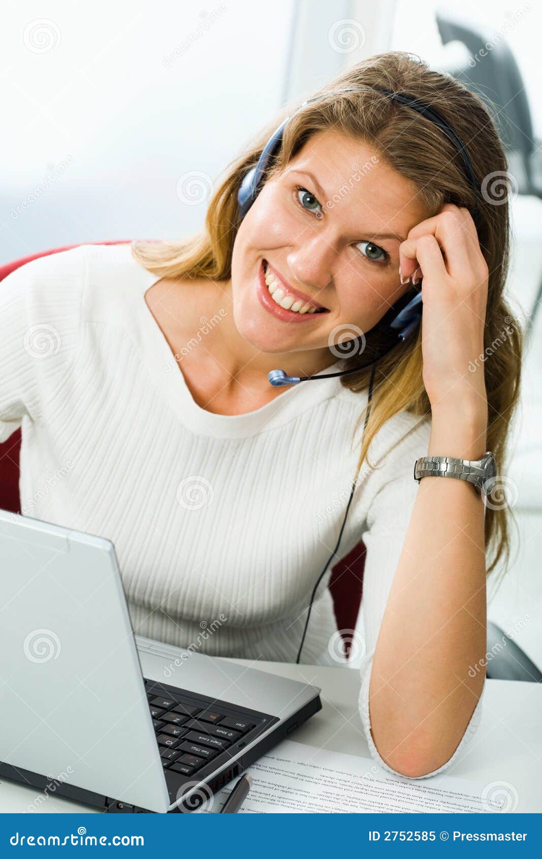 Girl with headset stock image. Image of cute, smart, caucasian 2752585