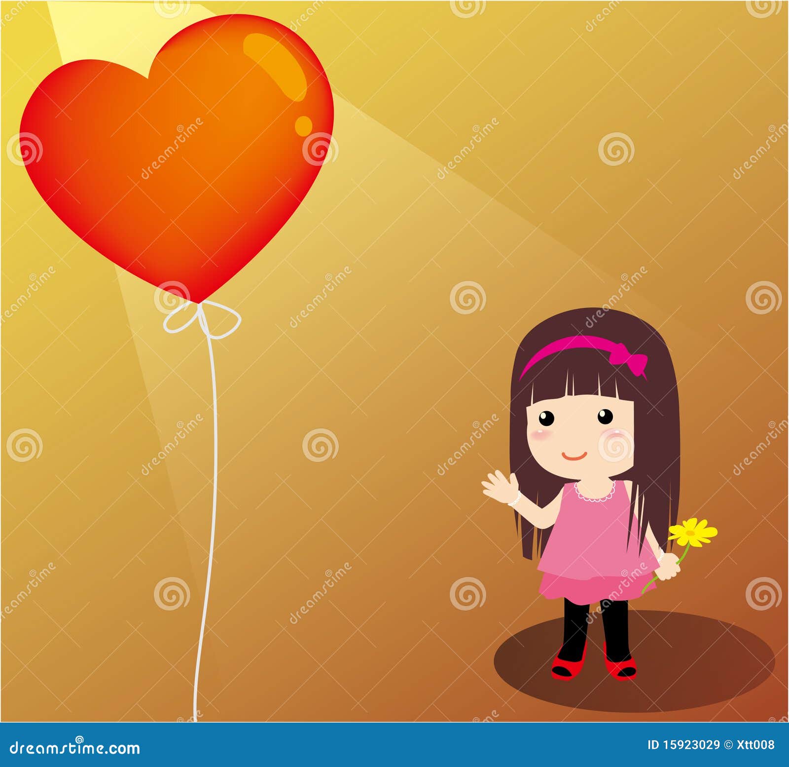 Girl and heart balloon stock vector. Illustration of lover 15923029