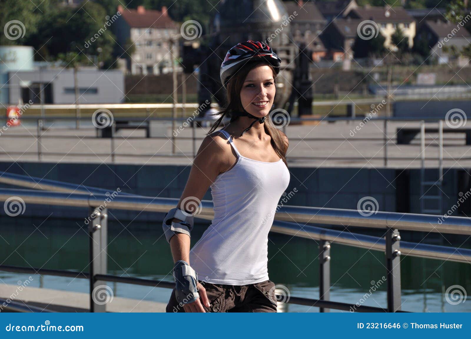 Girl with Helmet and Inlineskates Stock Photo Image of fitness